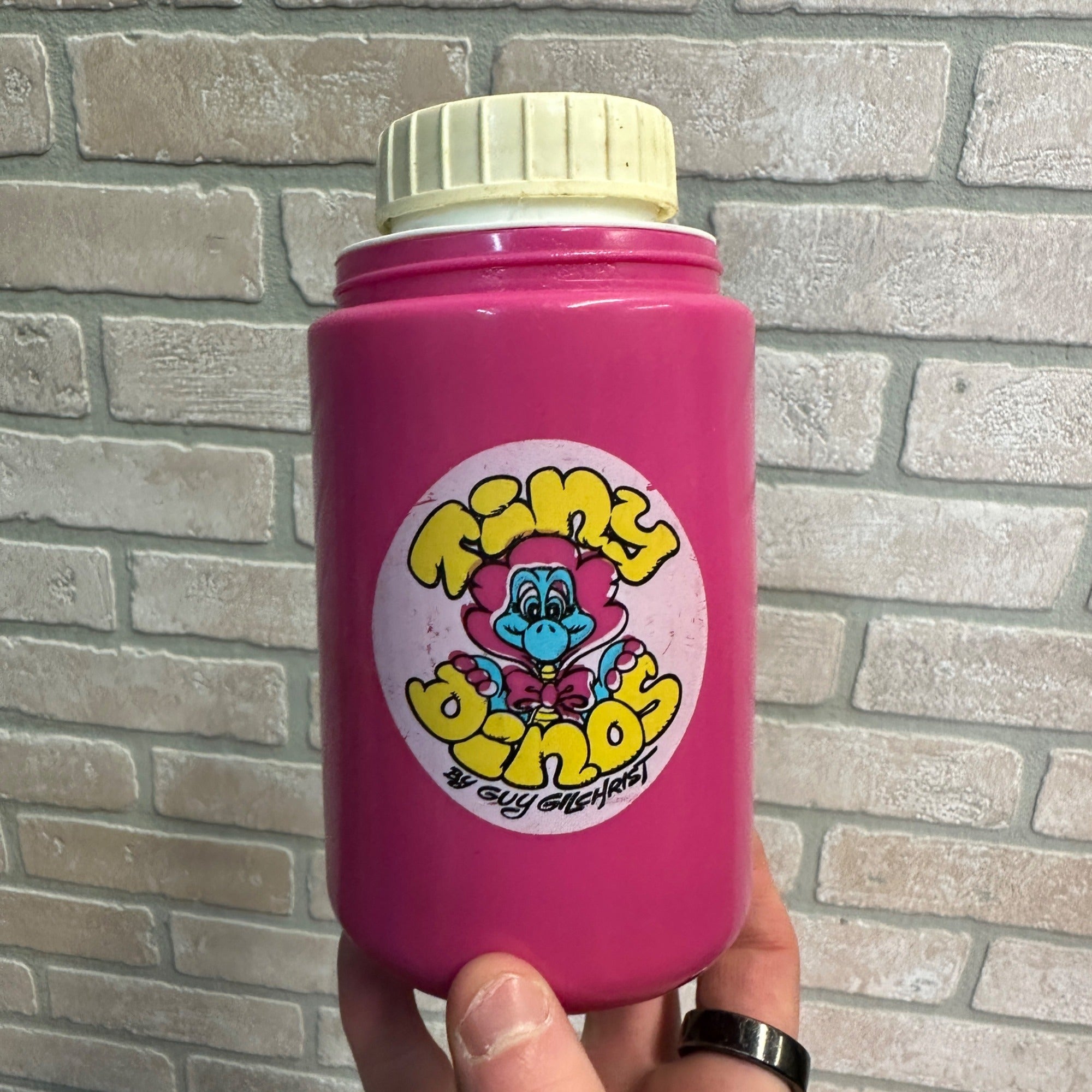 Vintage Thermos Only Tiny Dinos Pink Bottle Guy Gilchrist - NO CAP