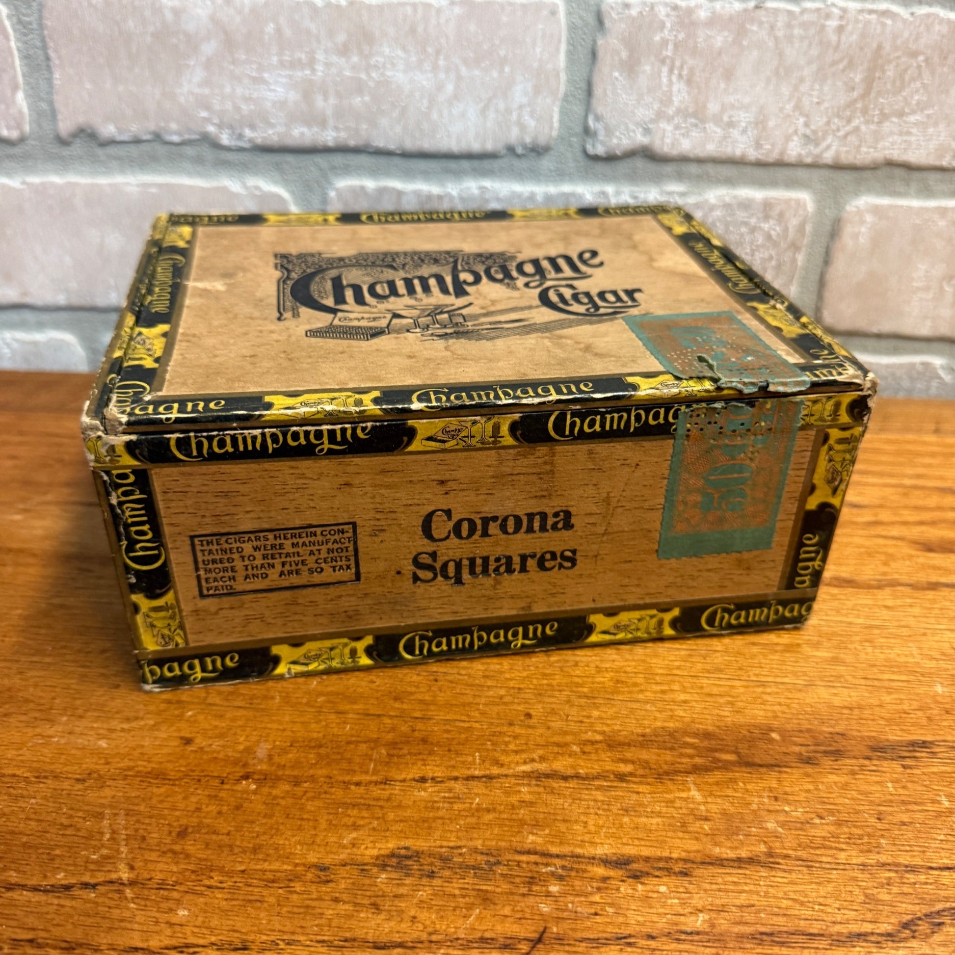 Vintage Champagne Cigar Wooden Box Advertising Display PA Tobacco Corona Squares
