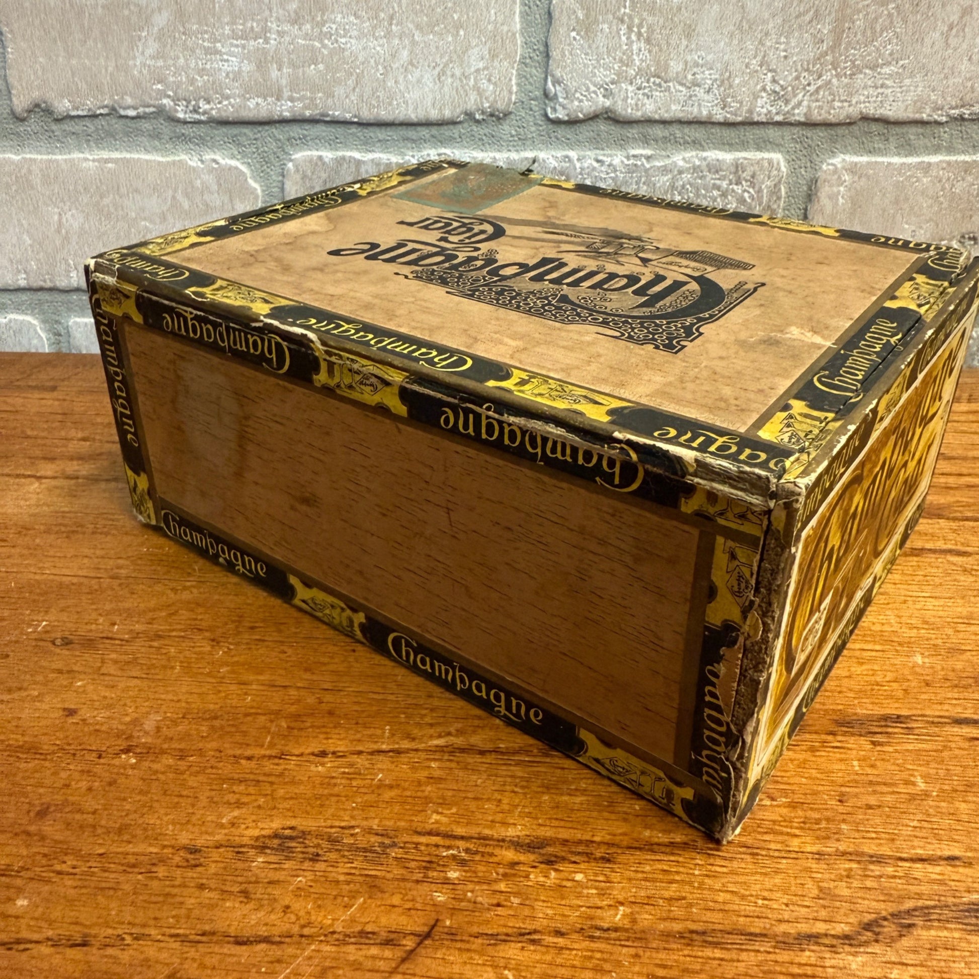 Vintage Champagne Cigar Wooden Box Advertising Display PA Tobacco Corona Squares