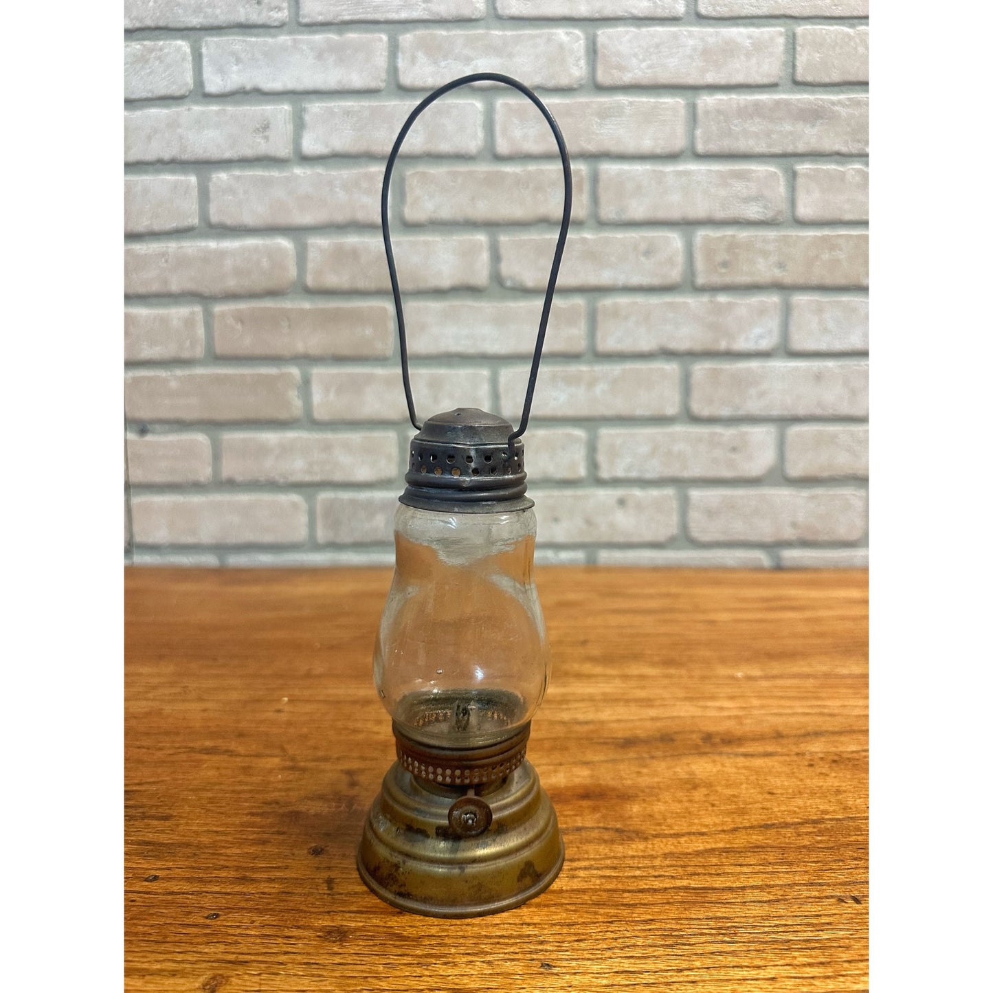 Vintage Brass Skaters Lantern Lamp Antique Old Unmarked 6.5" Tall