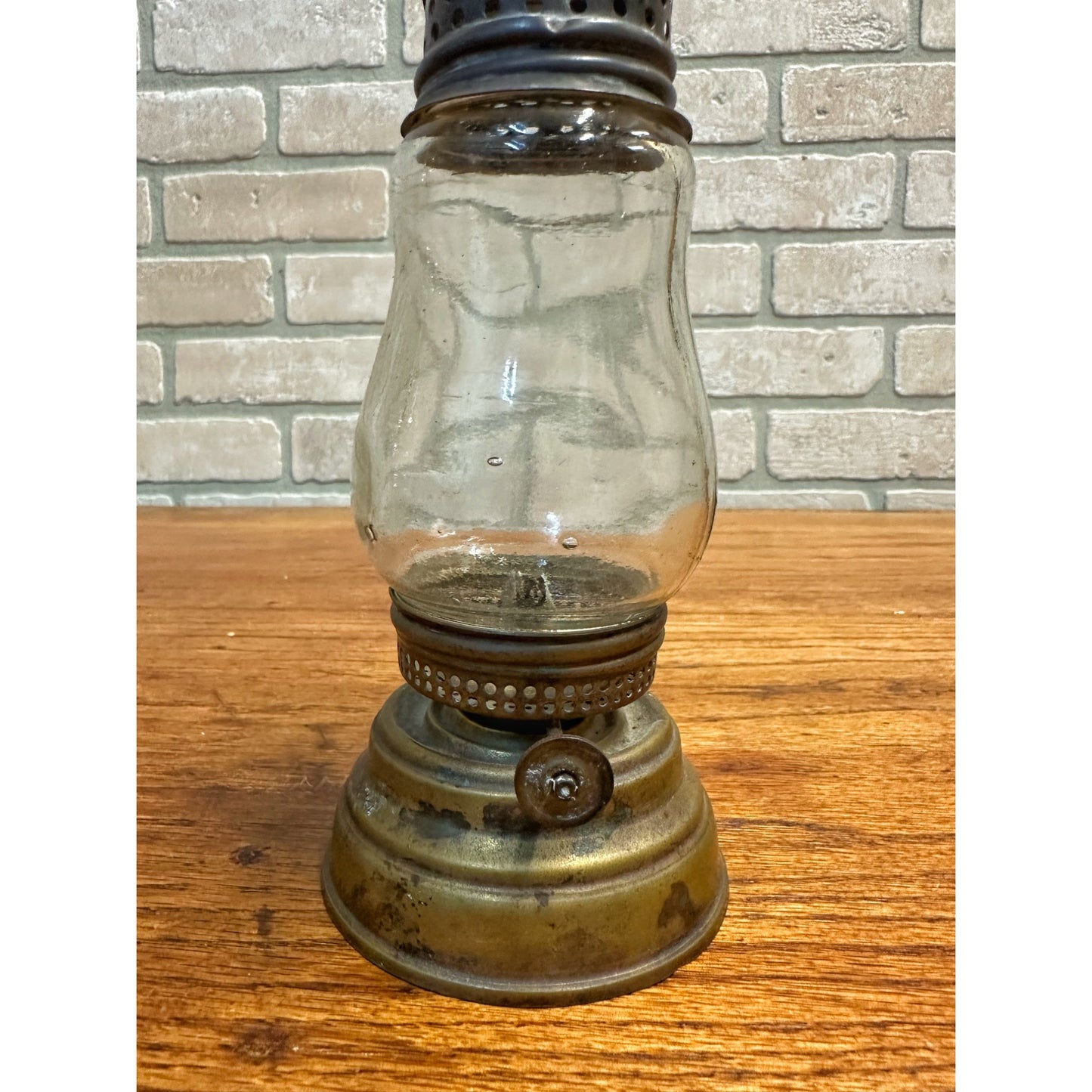 Vintage Brass Skaters Lantern Lamp Antique Old Unmarked 6.5" Tall