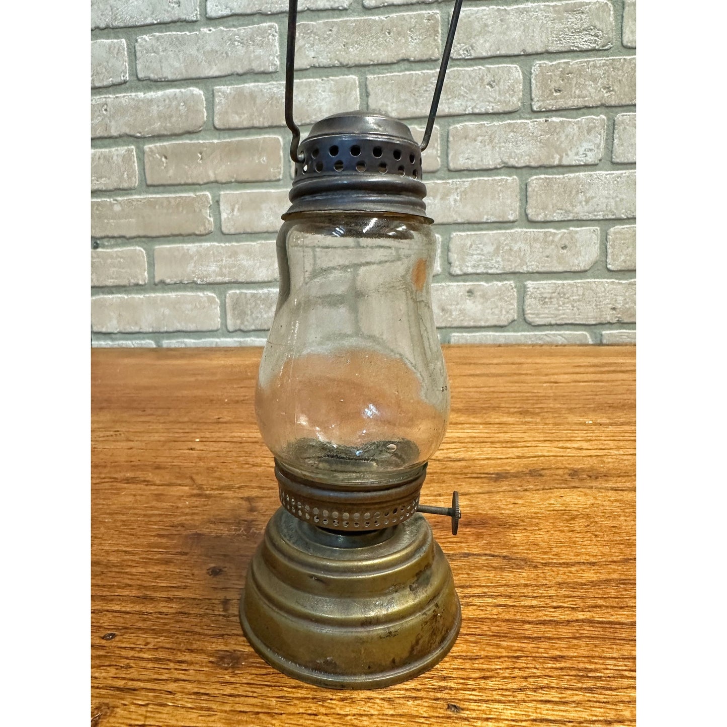 Vintage Brass Skaters Lantern Lamp Antique Old Unmarked 6.5" Tall