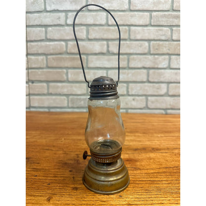 Vintage Brass Skaters Lantern Lamp Antique Old Unmarked 6.5" Tall