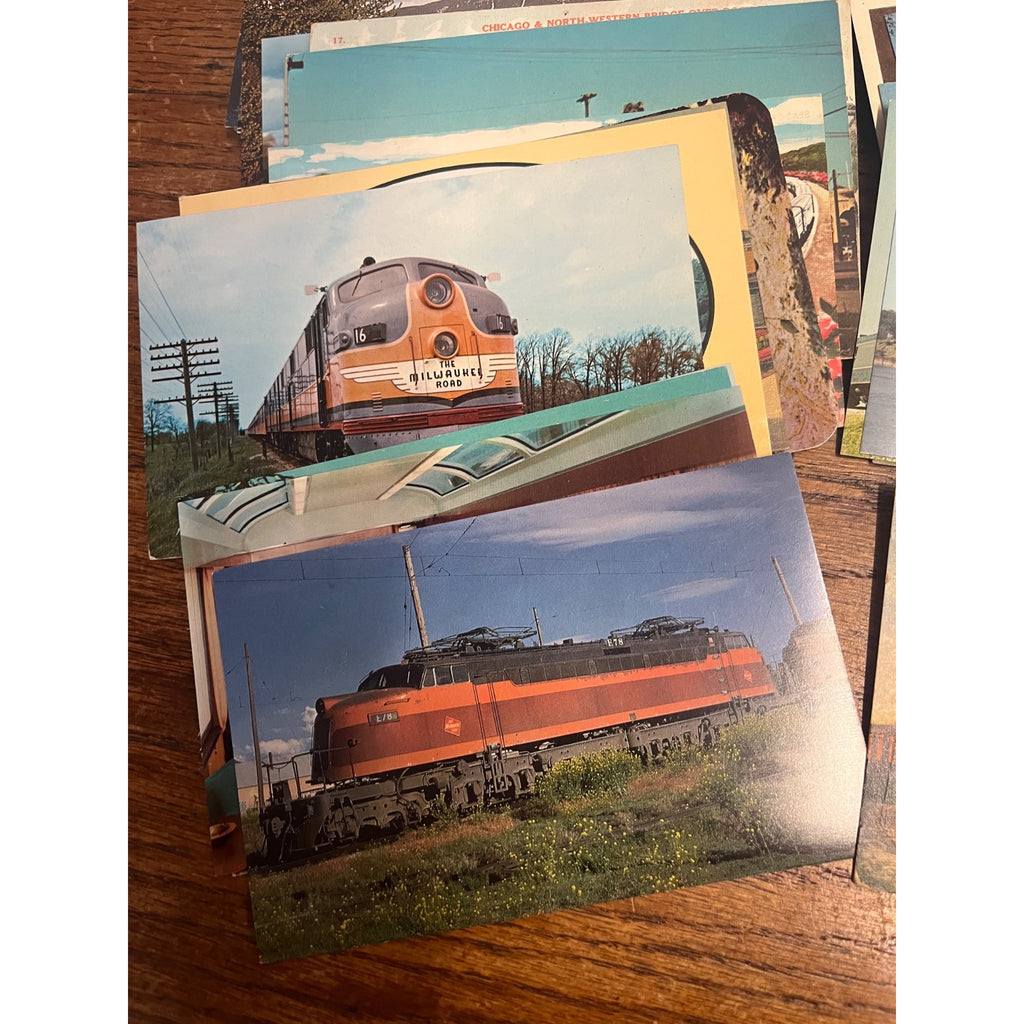 Huge Lot 1950s-1970s Railroad Train Postcards Locomotives Street Car Linen ++