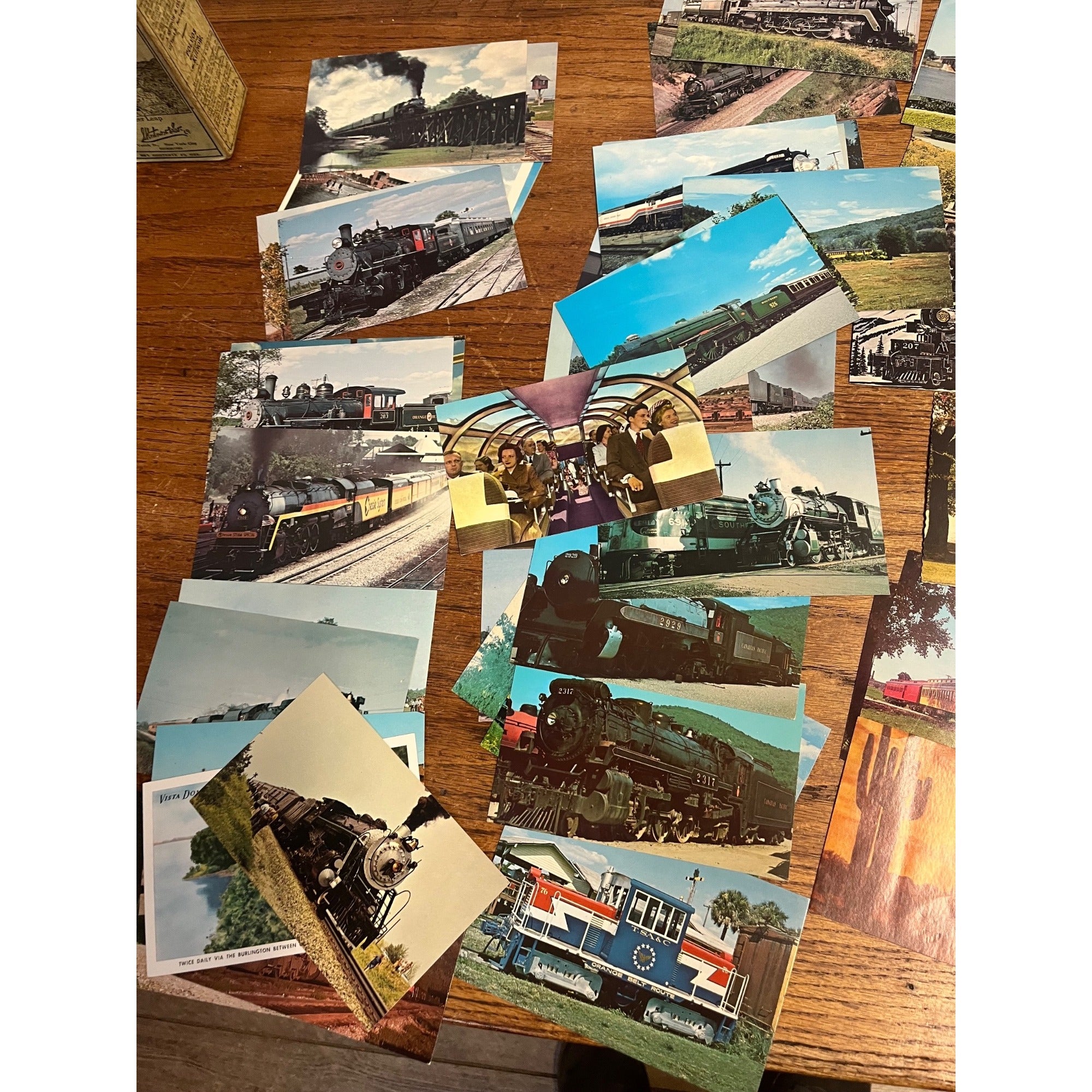 Huge Lot 1950s-1970s Railroad Train Postcards Locomotives Street Car Linen ++