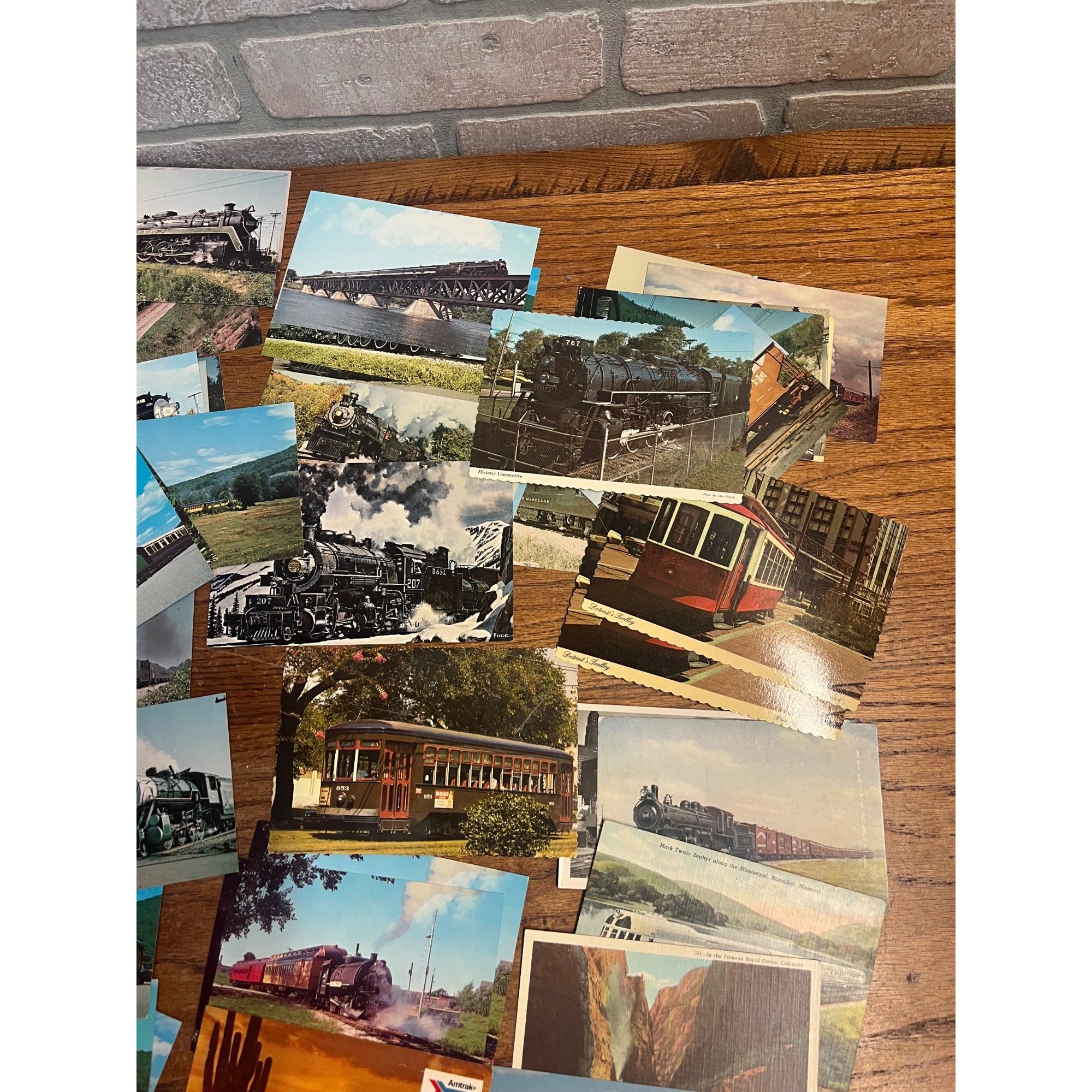 Huge Lot 1950s-1970s Railroad Train Postcards Locomotives Street Car Linen ++