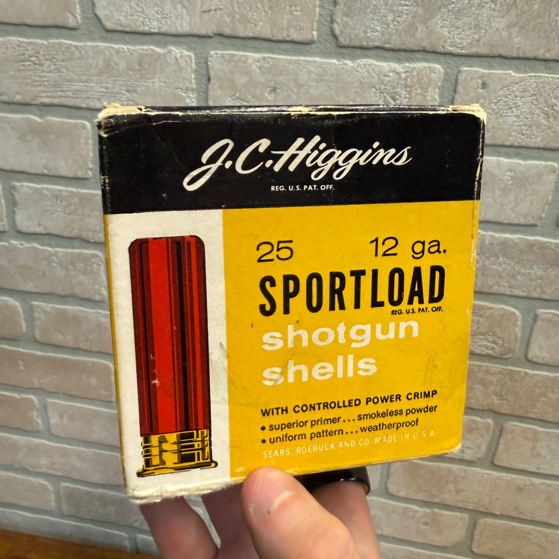 JC Higgins Empty Ammo Box Sears Roebuck 16 GA Sportload 25 Shotgun Shells