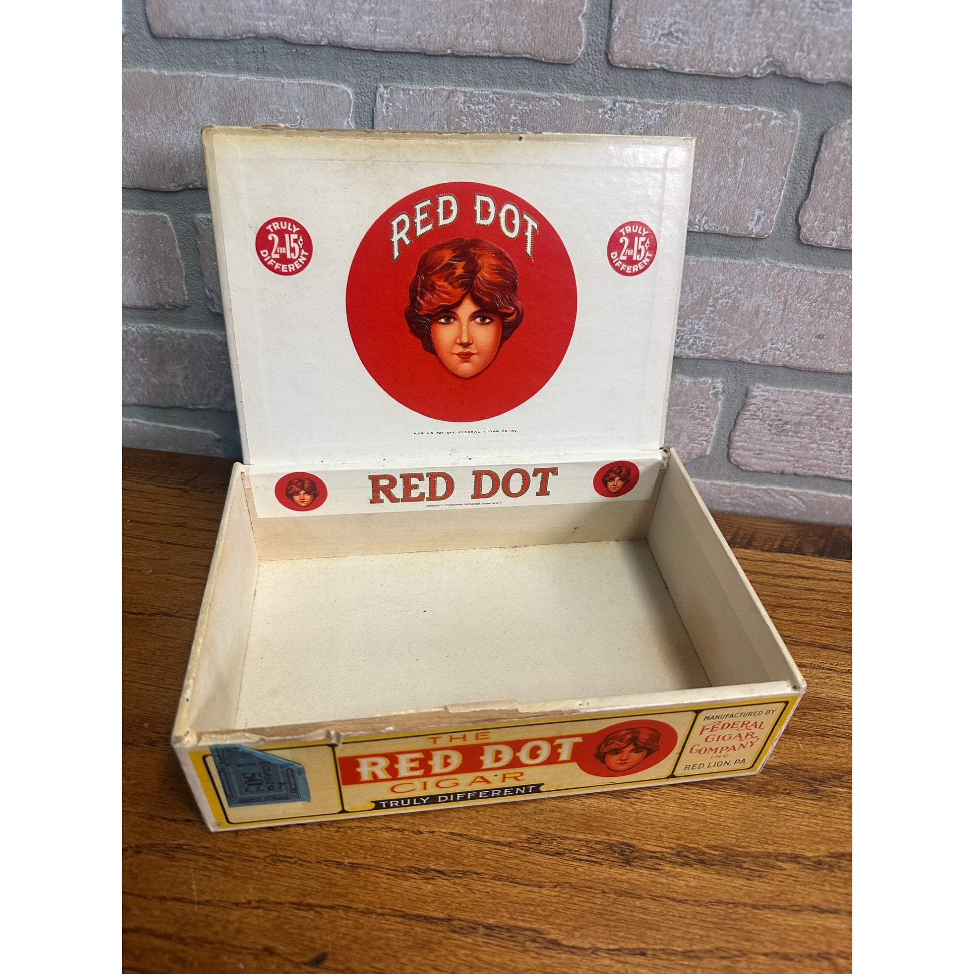 Vintage Red Dot Cigar Box Advertising Pennsylvania Red Lion PA Pressed Cardboard