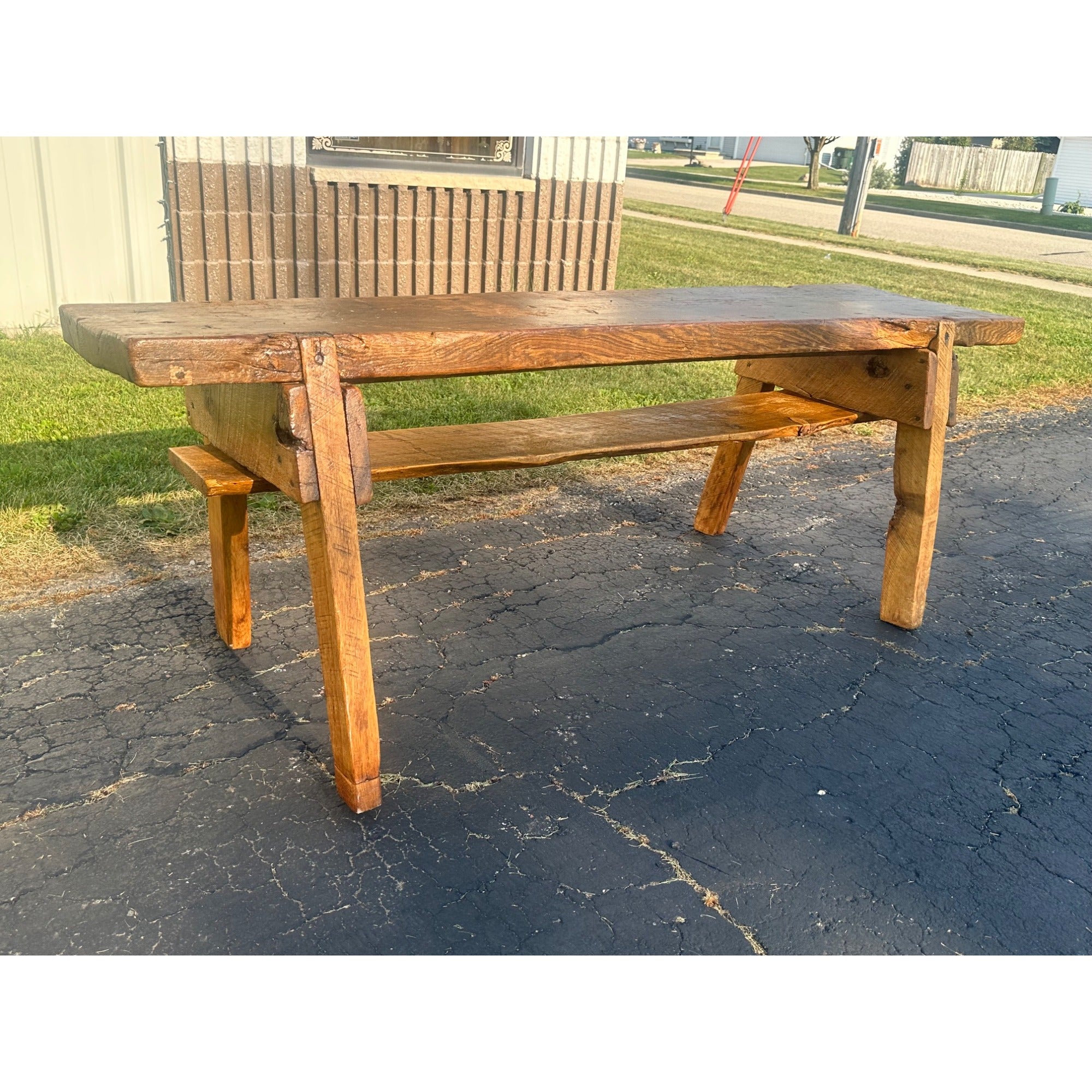 Antique 19th c. Primitive Butcher's Hog Bench / Table Rough Cut Farmhouse