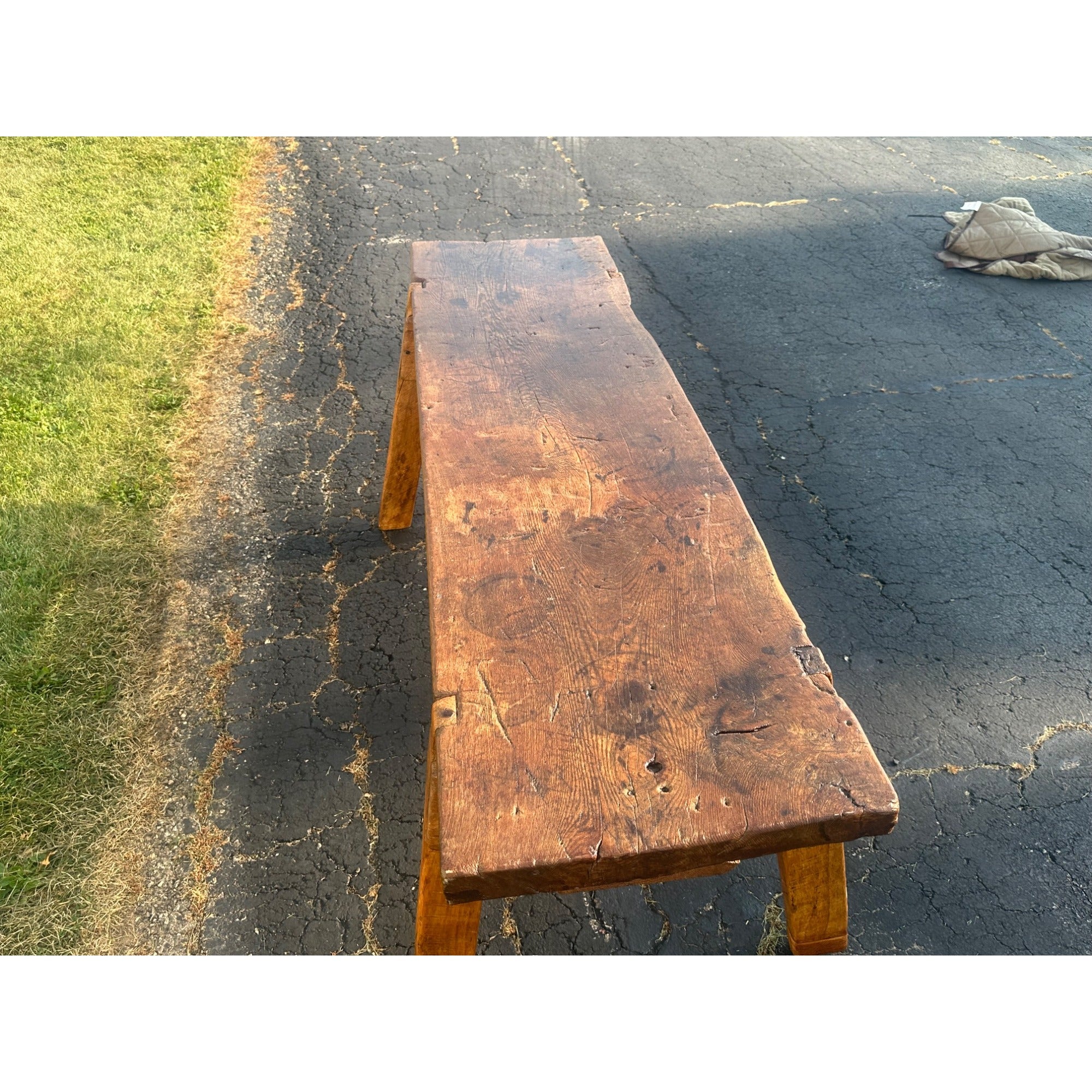 Antique 19th c. Primitive Butcher's Hog Bench / Table Rough Cut Farmhouse