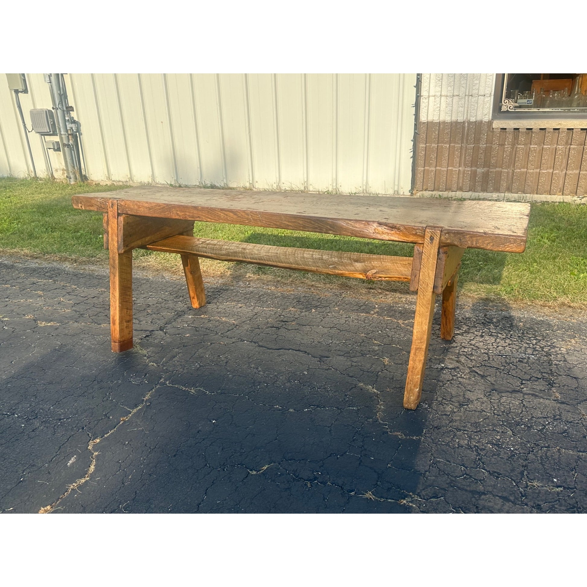 Antique 19th c. Primitive Butcher's Hog Bench / Table Rough Cut Farmhouse
