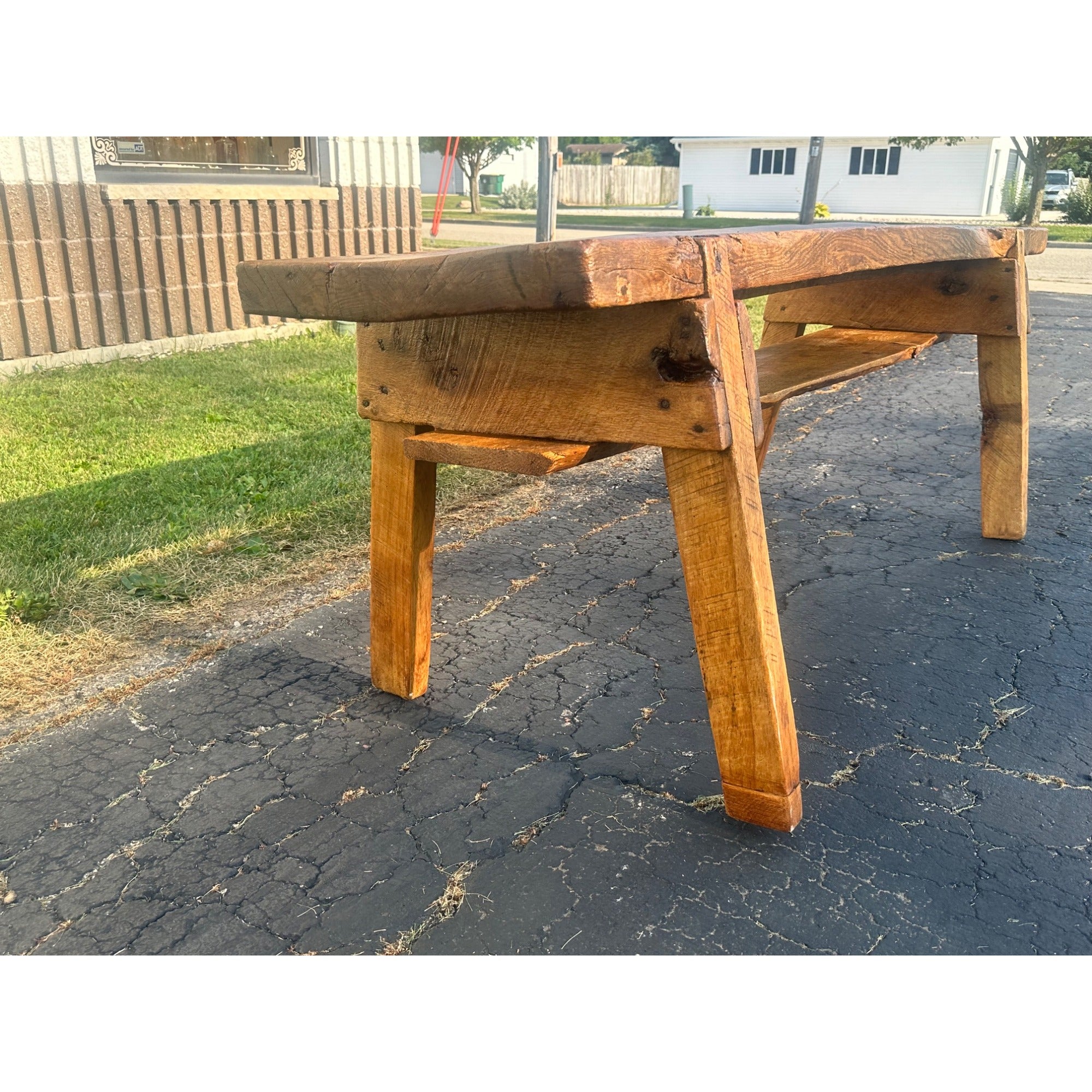 Antique 19th c. Primitive Butcher's Hog Bench / Table Rough Cut Farmhouse