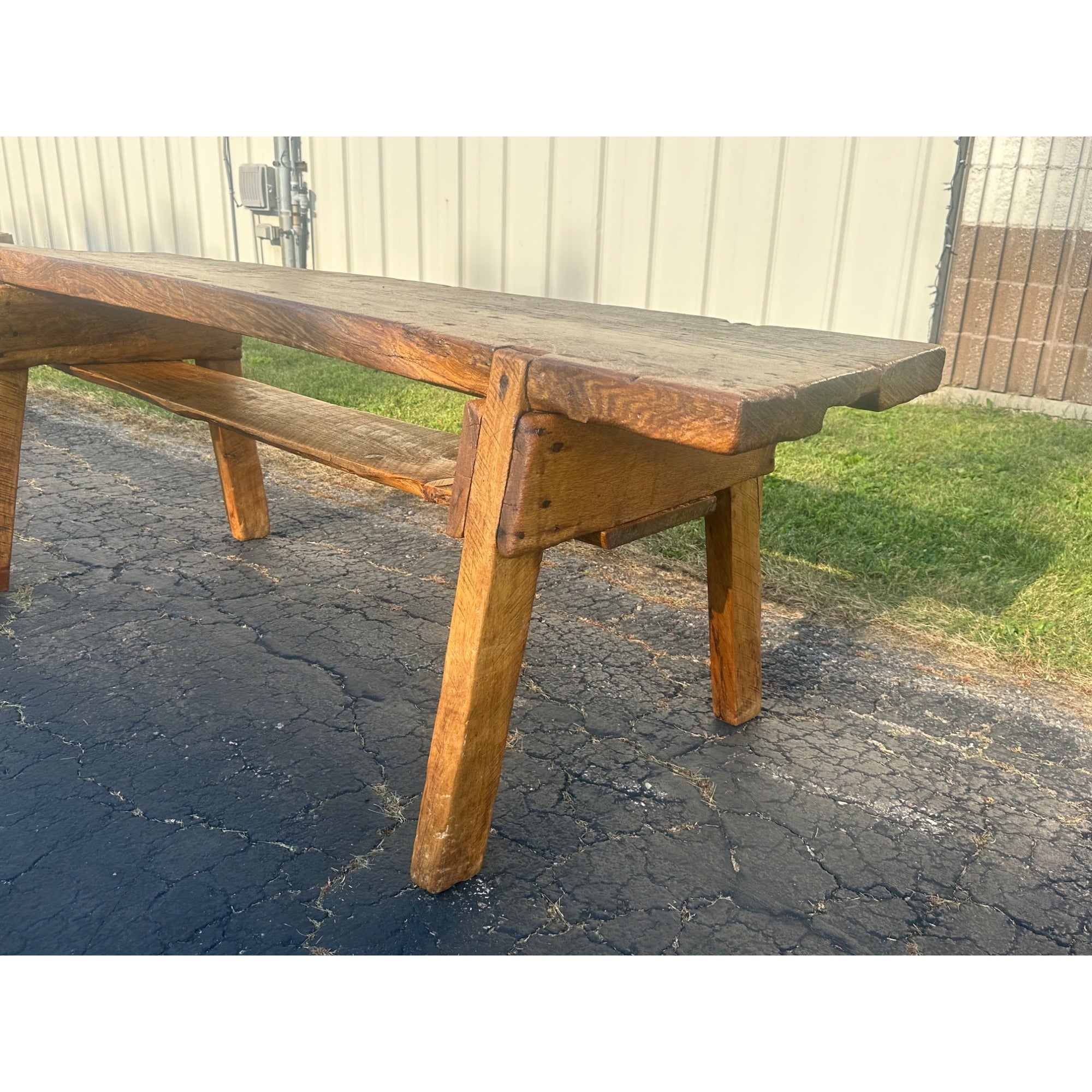 Antique 19th c. Primitive Butcher's Hog Bench / Table Rough Cut Farmhouse