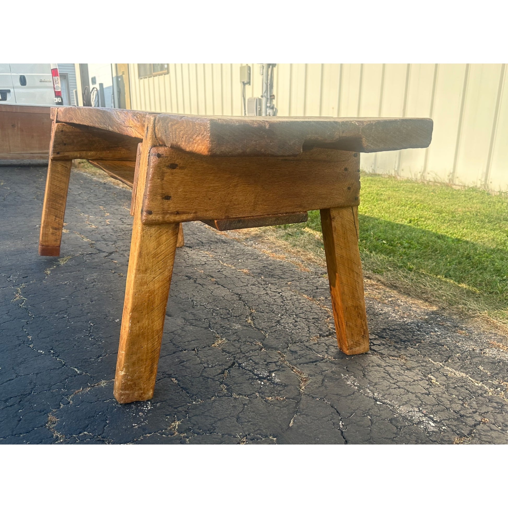Antique 19th c. Primitive Butcher's Hog Bench / Table Rough Cut Farmhouse