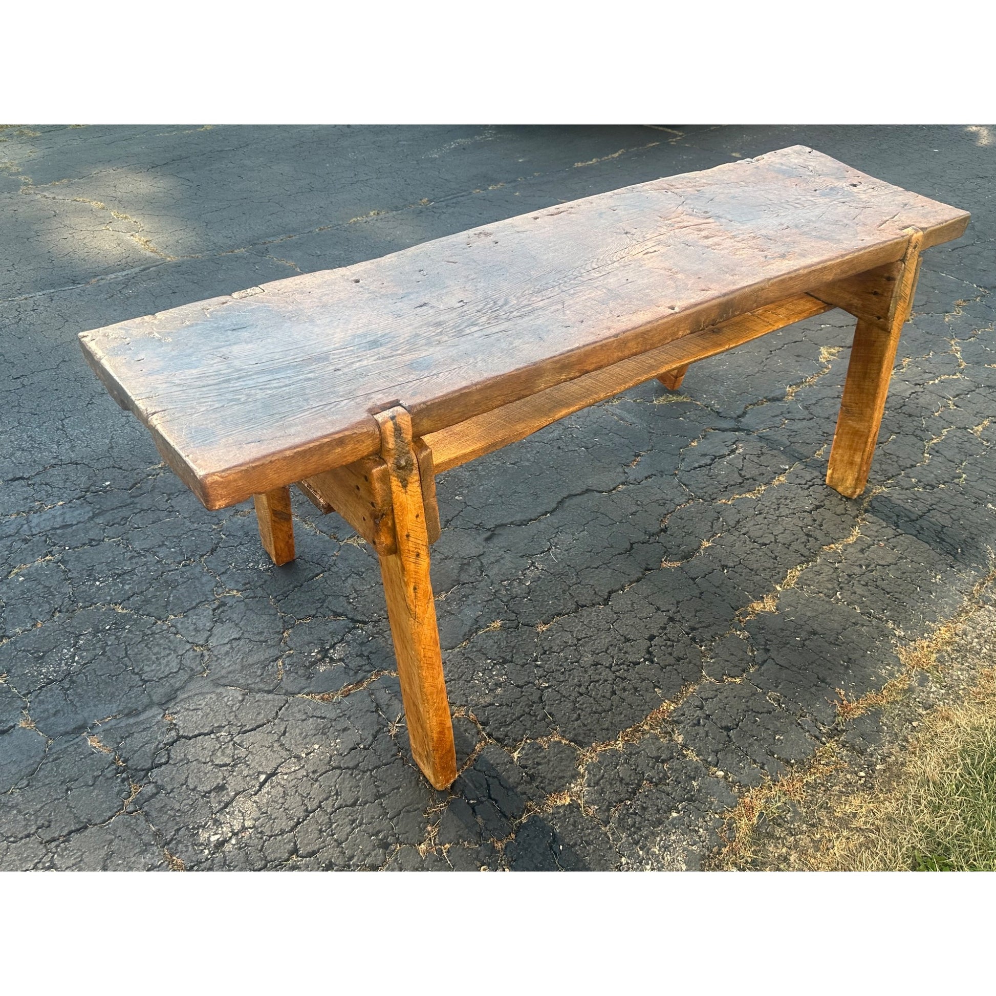 Antique 19th c. Primitive Butcher's Hog Bench / Table Rough Cut Farmhouse