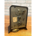 Antique 1890s Cast Iron Shelf Bedside Alarm Clock Paper Dial Face Roman Numeral