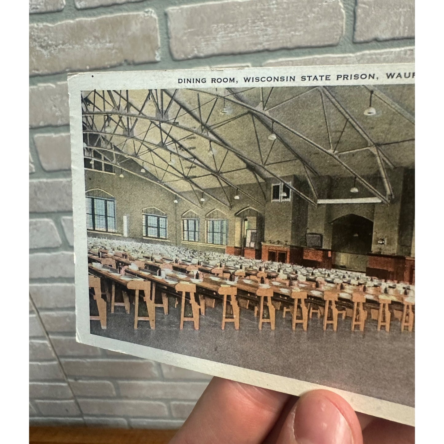 Waupun WI-Wisconsin, State Prison Dining Room, Vintage c1933 Souvenir Postcard