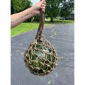 Antique Huge Green Glass Fishing Float Rope Ball Net Nautical Maritime Vintage
