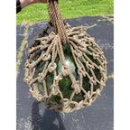 Antique Huge Green Glass Fishing Float Rope Ball Net Nautical Maritime Vintage