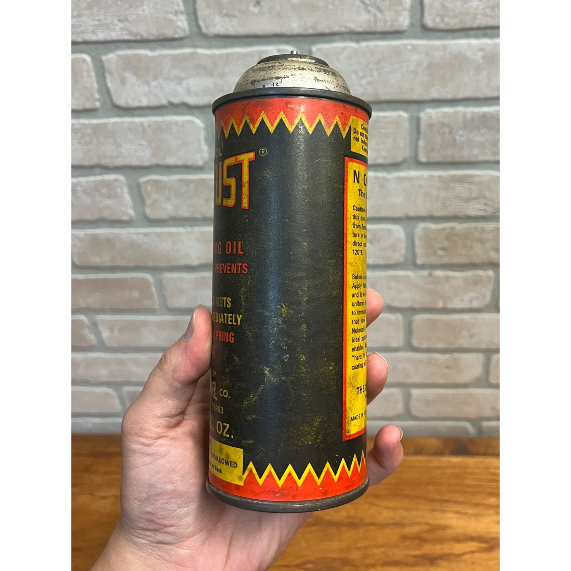 Vintage Nok-R-Ust Penetrating Oil Can By Shaler Co Waupun Wis Aerosol