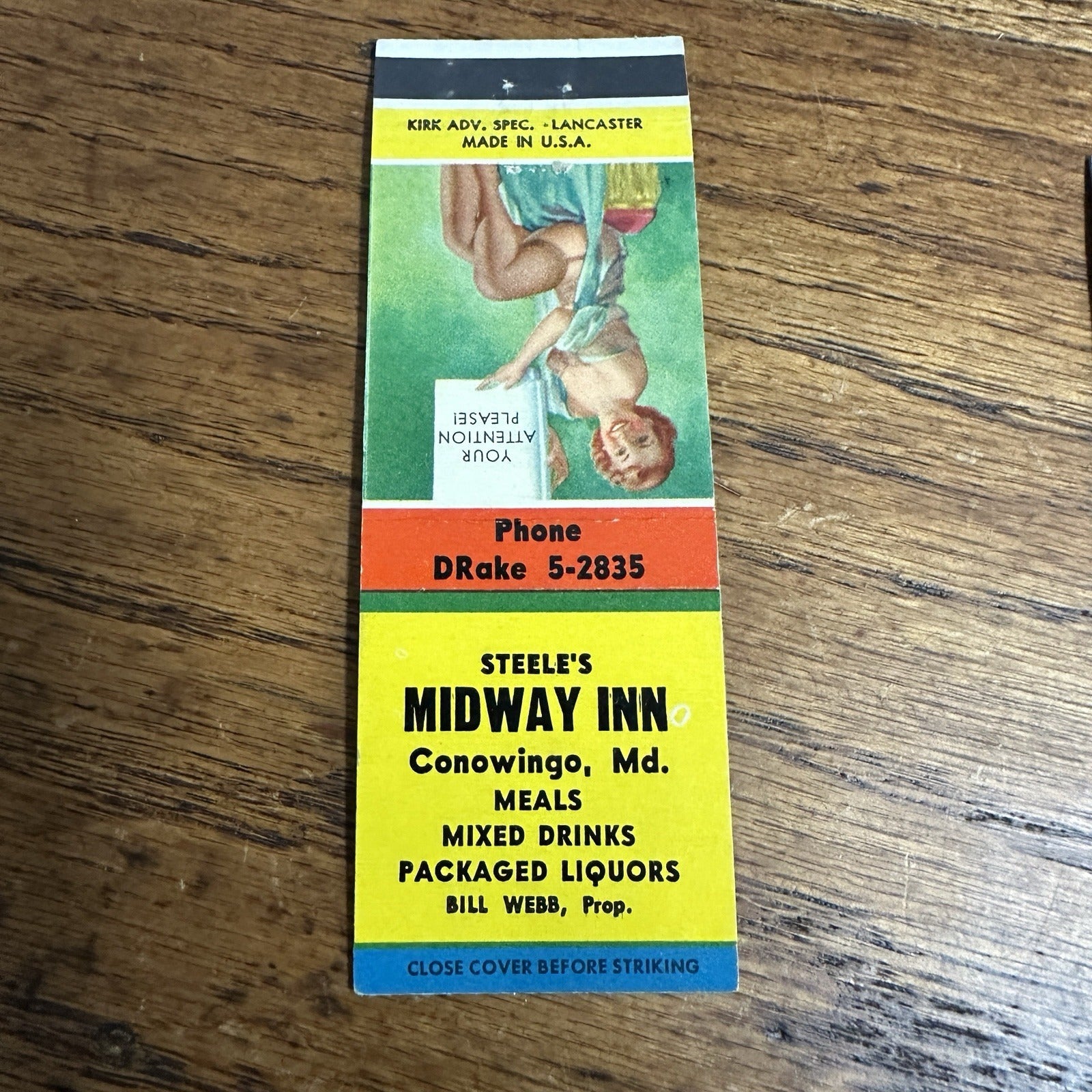 1940s 1950s Pinup Girlie Matchbook Cover Midway Inn Conowingo Maryland