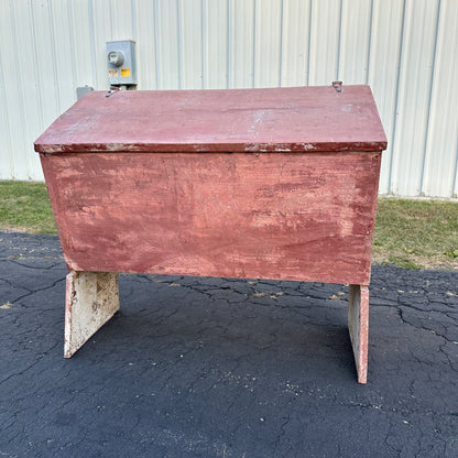 Antique Primitive Red Farm Agricultural Meal Feed Grain Storage Bin Cabinet