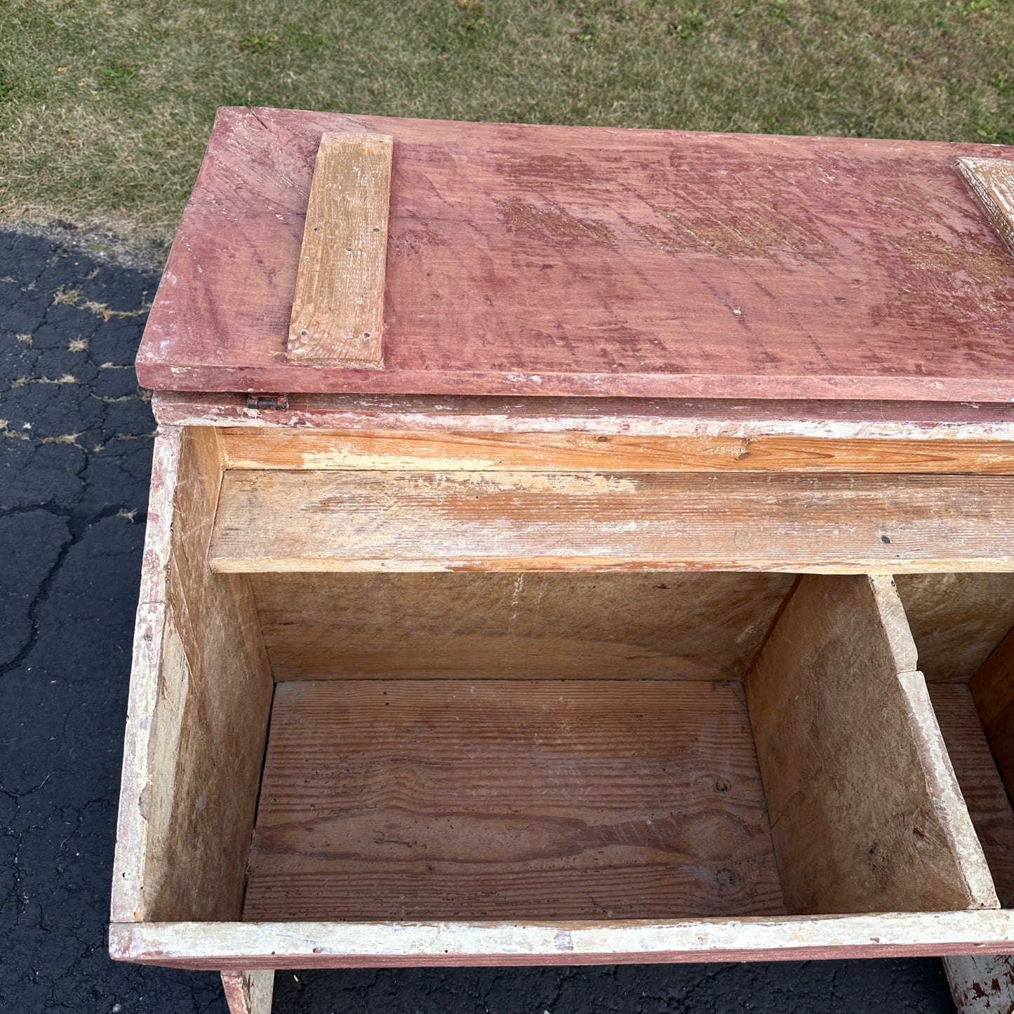 Antique Primitive Red Farm Agricultural Meal Feed Grain Storage Bin Cabinet