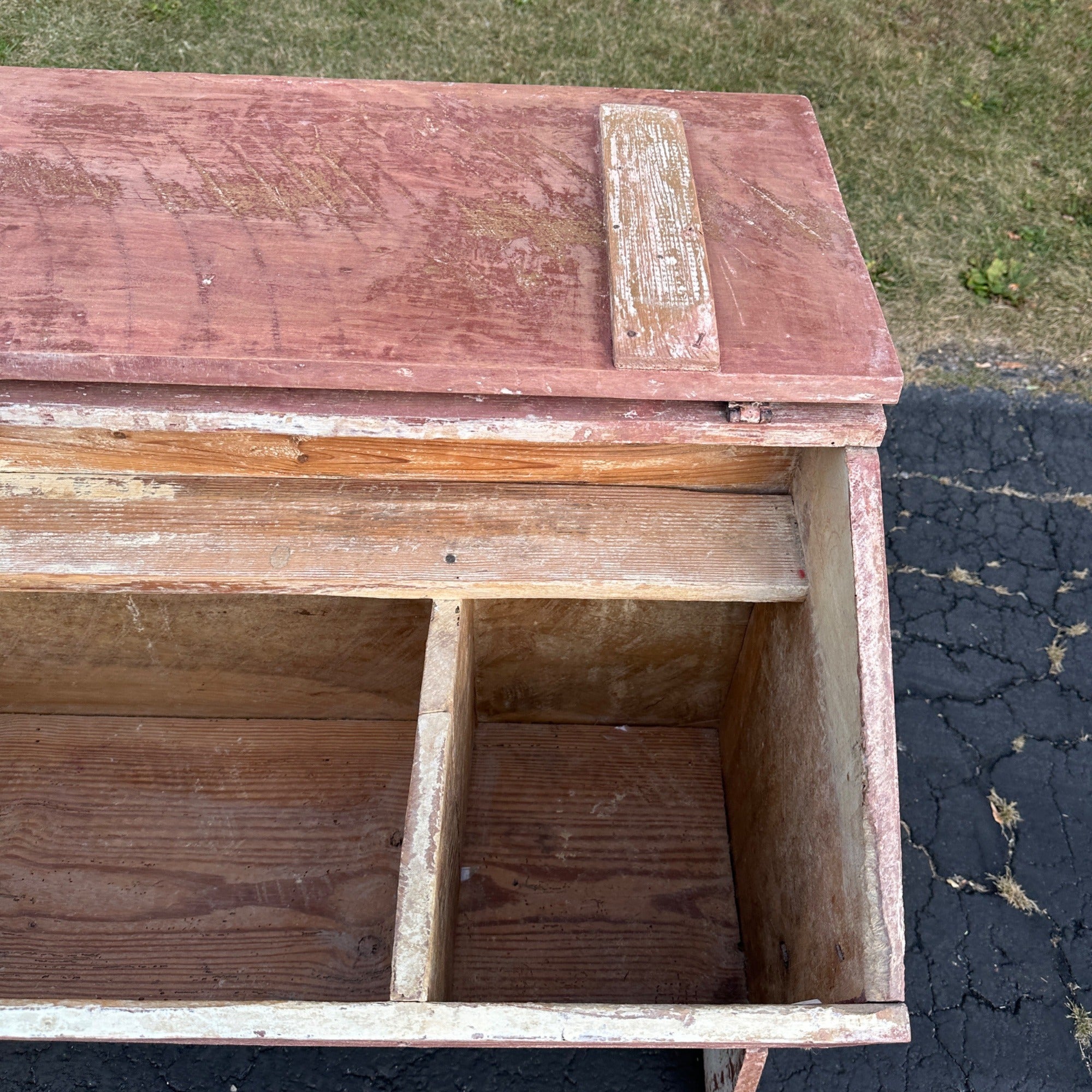 Antique Primitive Red Farm Agricultural Meal Feed Grain Storage Bin Cabinet