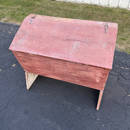 Antique Primitive Red Farm Agricultural Meal Feed Grain Storage Bin Cabinet