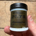Vintage Wilsons PLYO Ointment Milk Glass Drug Store Pharmacy Jar Tampa FL
