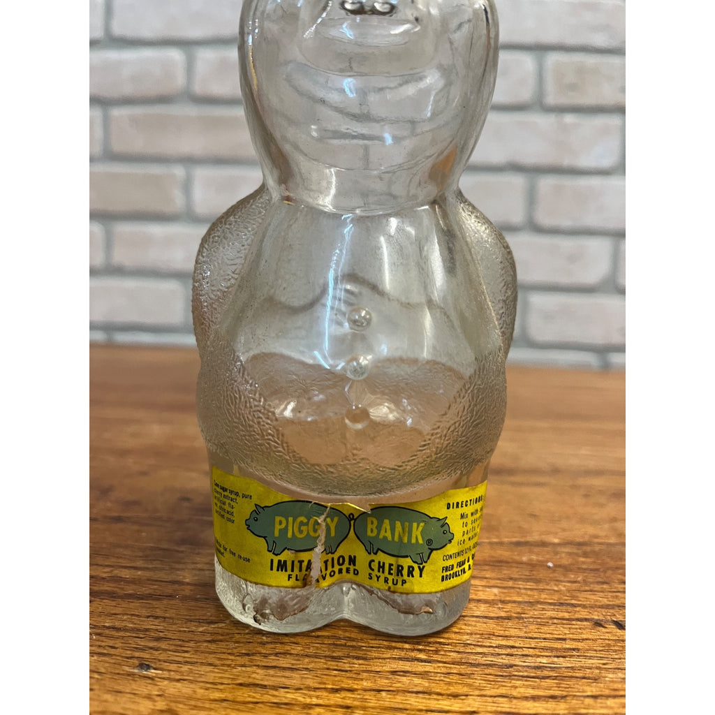 Vintage Glass Syrup Piggy Bank Fred Fear & Co. Brooklyn Bottle Jar Advertising