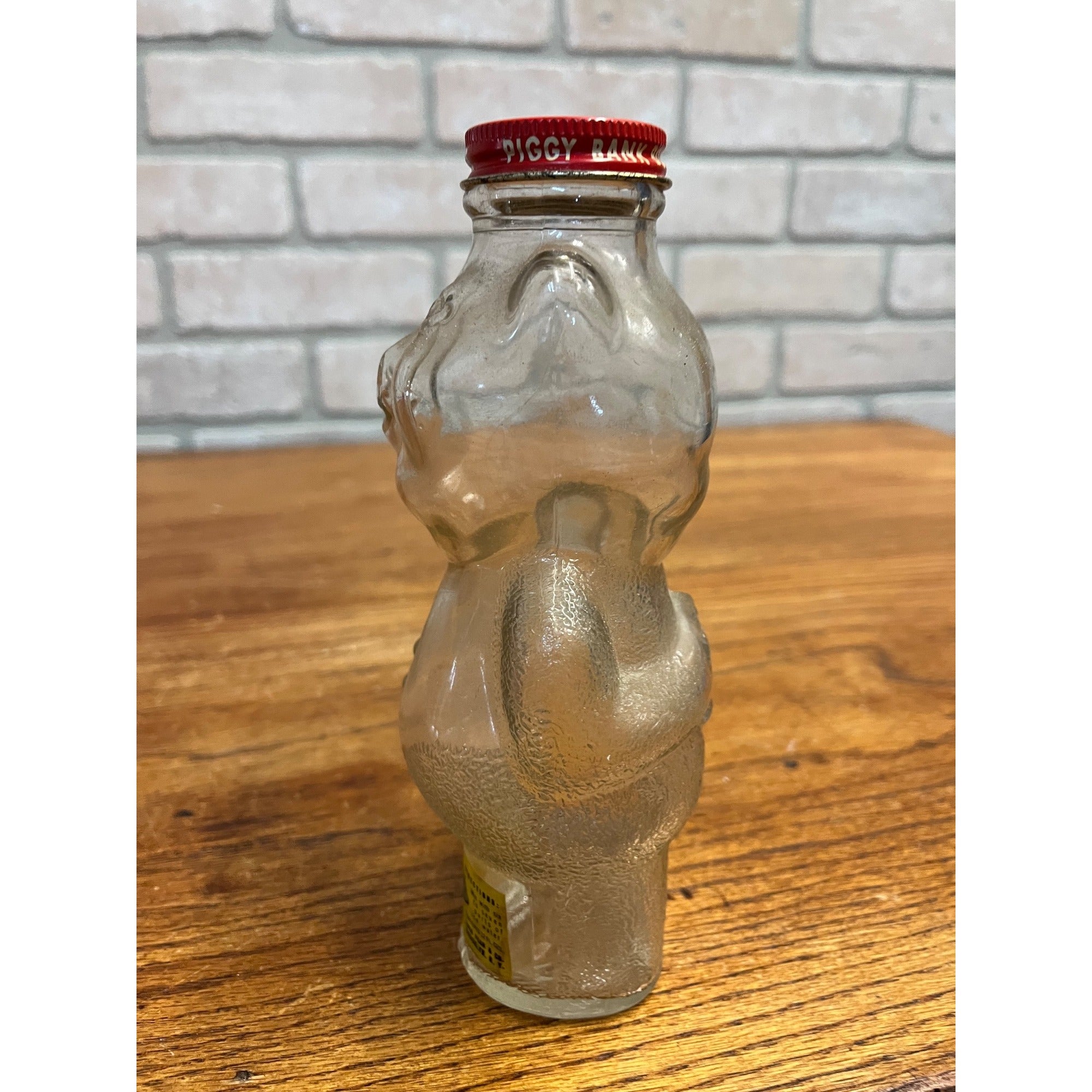 Vintage Glass Syrup Piggy Bank Fred Fear & Co. Brooklyn Bottle Jar Advertising