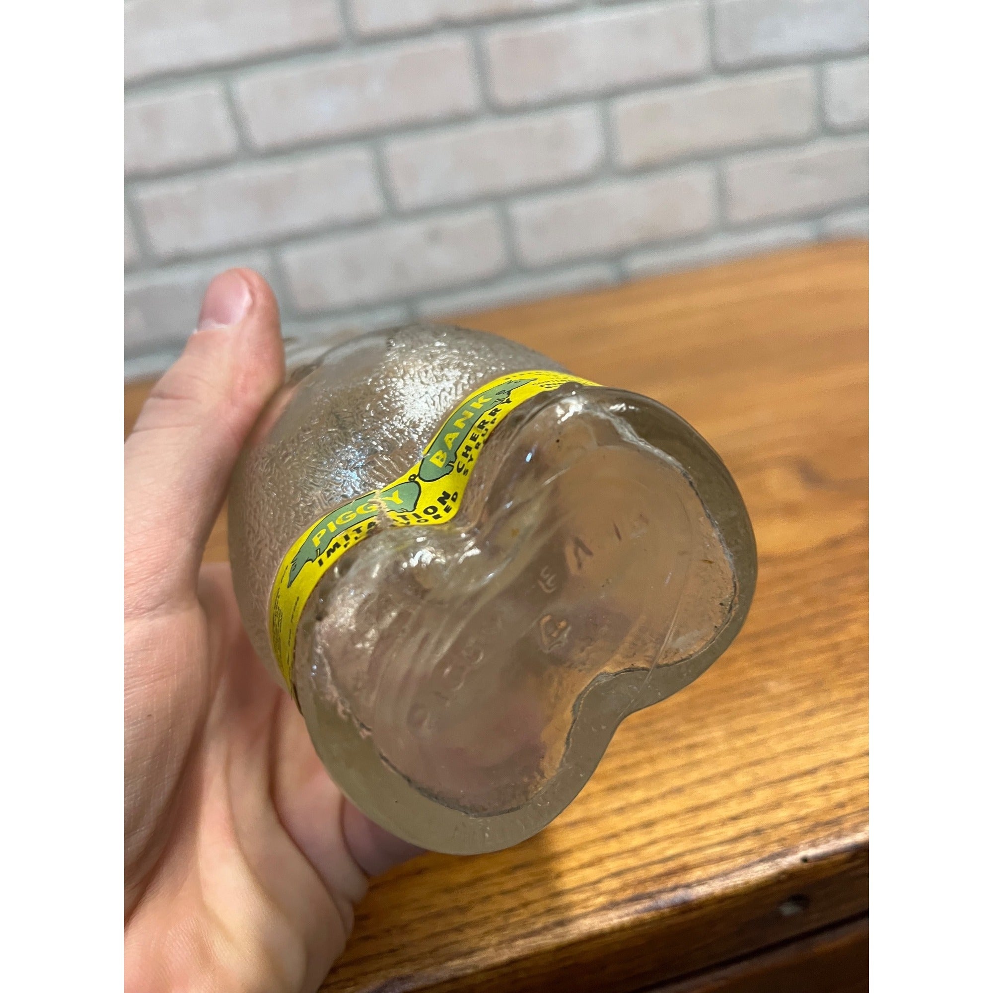 Vintage Glass Syrup Piggy Bank Fred Fear & Co. Brooklyn Bottle Jar Advertising