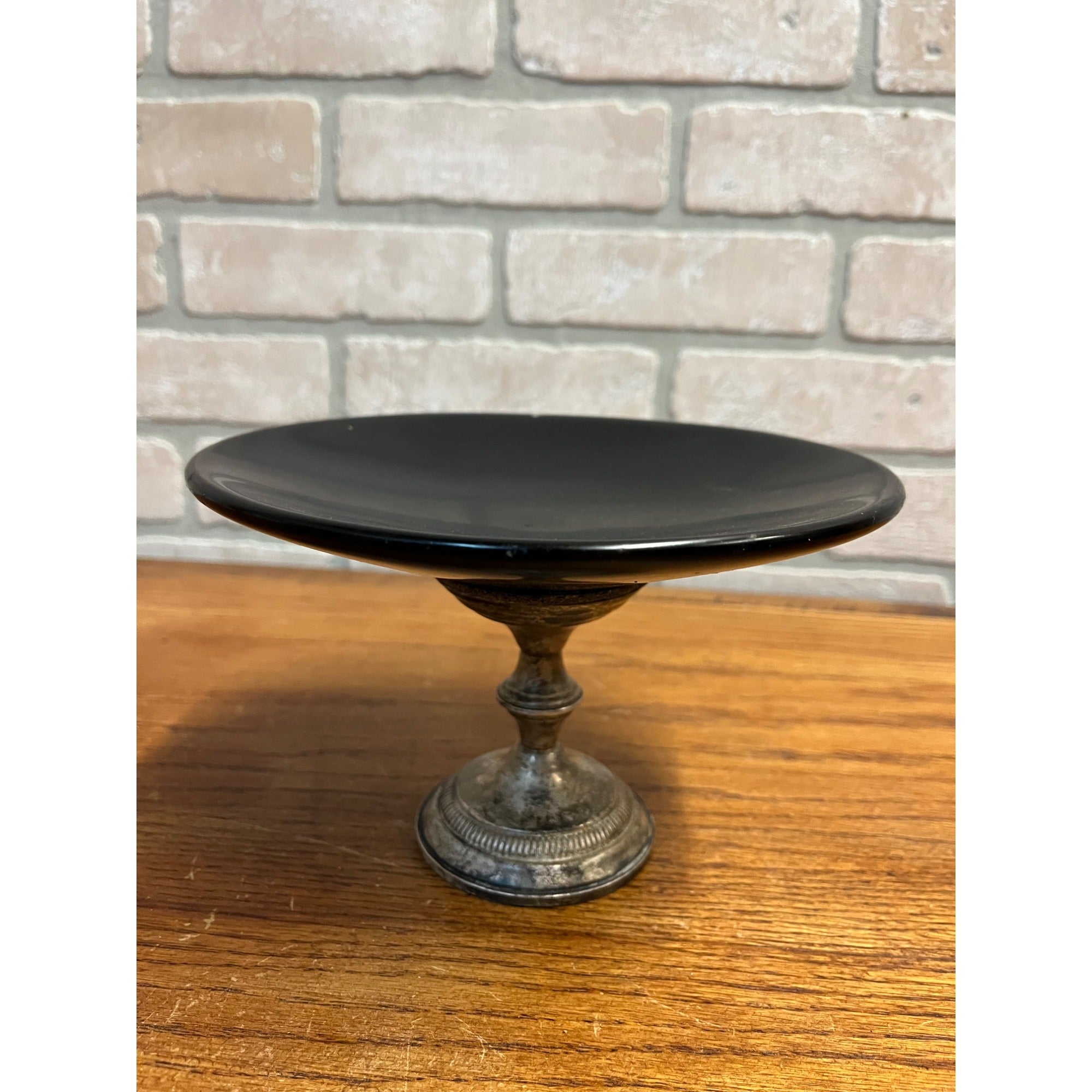 RARE Vintage 1940s Columbia Weighted Sterling Silver Mahogany Wood Compote