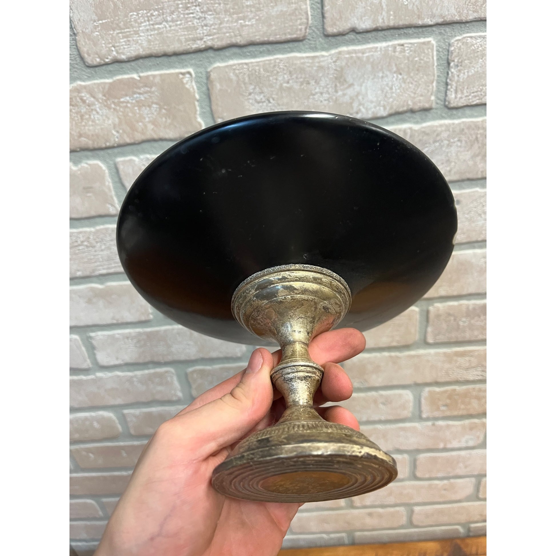RARE Vintage 1940s Columbia Weighted Sterling Silver Mahogany Wood Compote