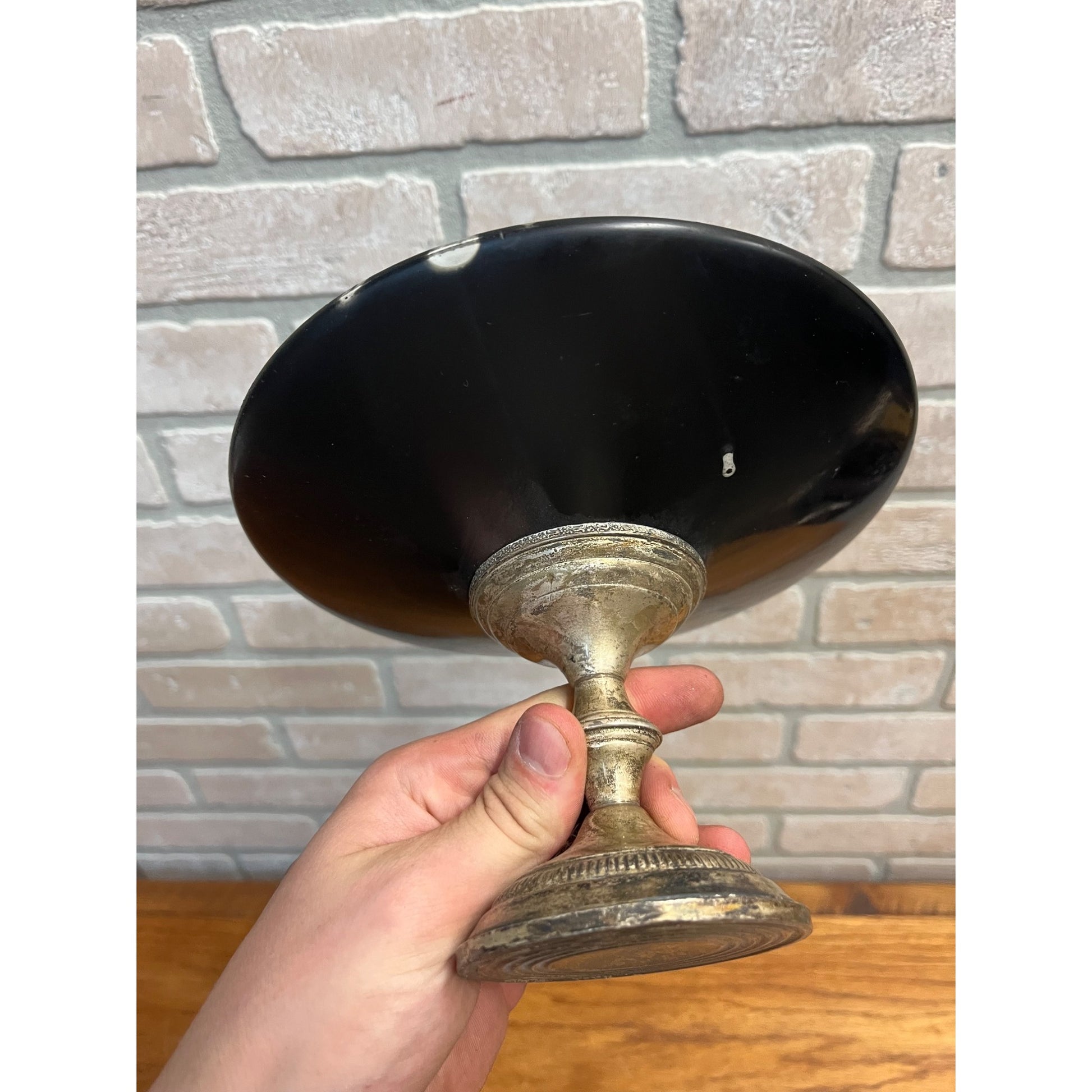 RARE Vintage 1940s Columbia Weighted Sterling Silver Mahogany Wood Compote