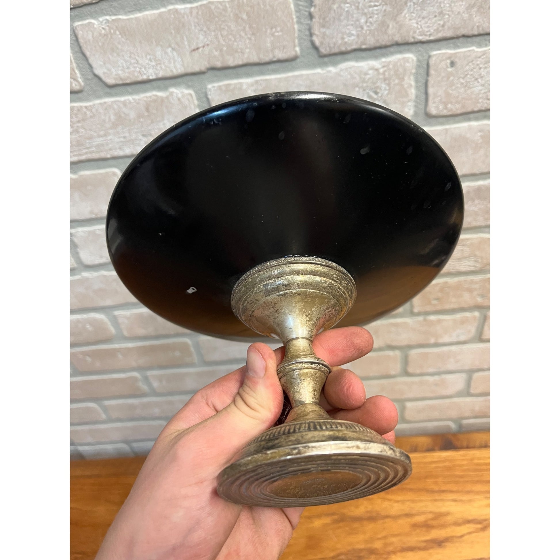 RARE Vintage 1940s Columbia Weighted Sterling Silver Mahogany Wood Compote