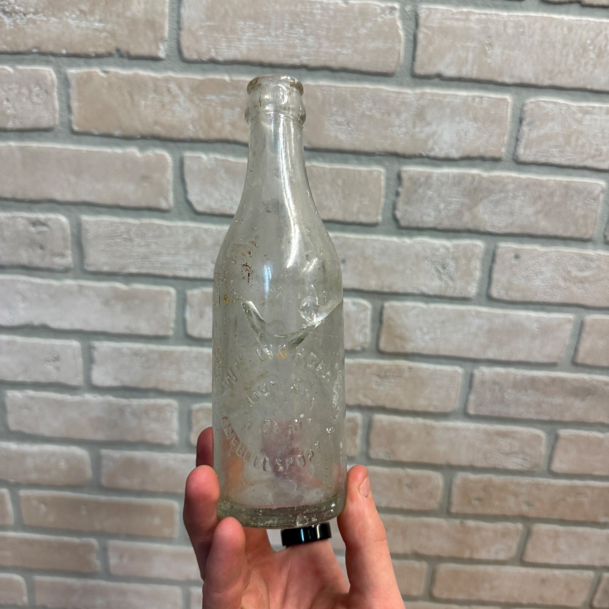 Vintage Wm. Warden Clear Embossed Soda Bottle Campbellsport Wisconsin 7oz WI Wis