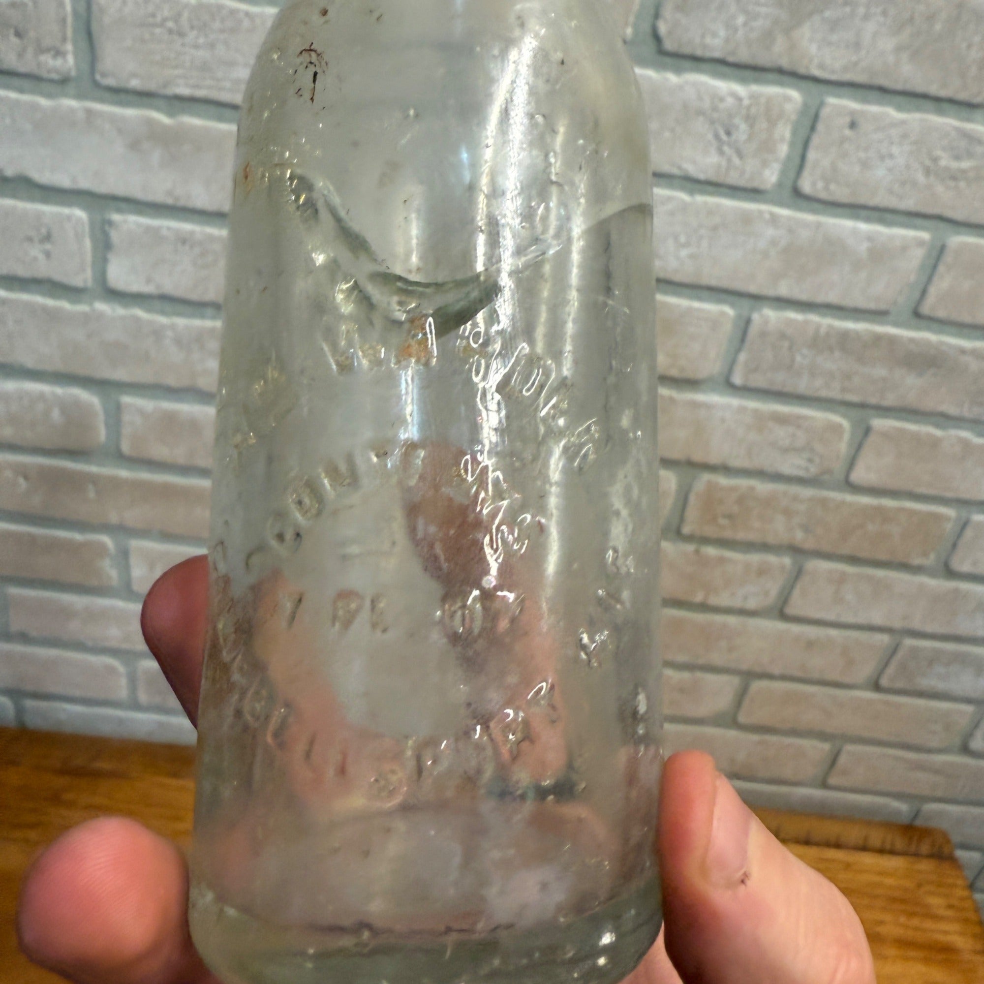 Vintage Wm. Warden Clear Embossed Soda Bottle Campbellsport Wisconsin 7oz WI Wis