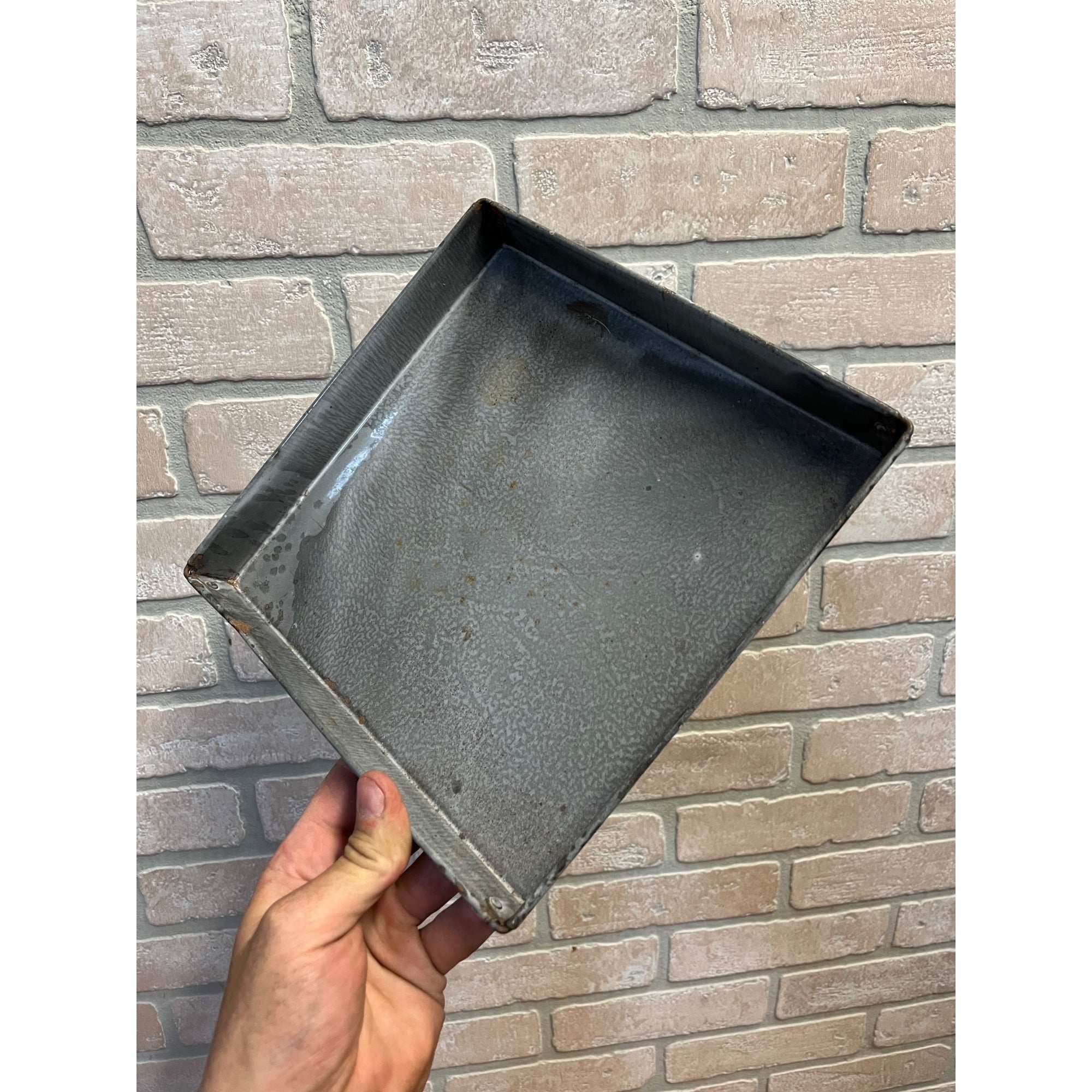 Vintage Gray Cake Brownie 9" Pan Kitchen Decor Grey  Swirl
