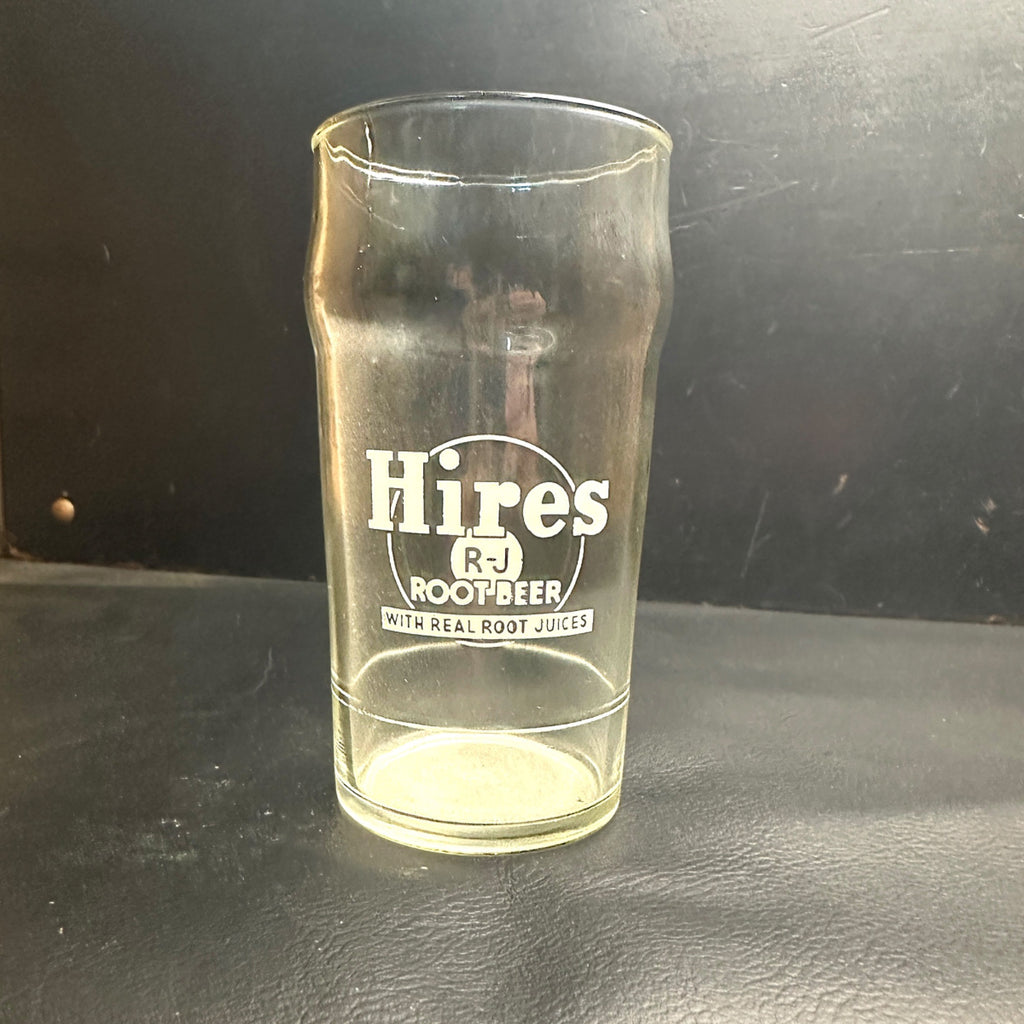 Vintage Hires Root Beer Syrup Line White ACL  Soda Fountain Glass