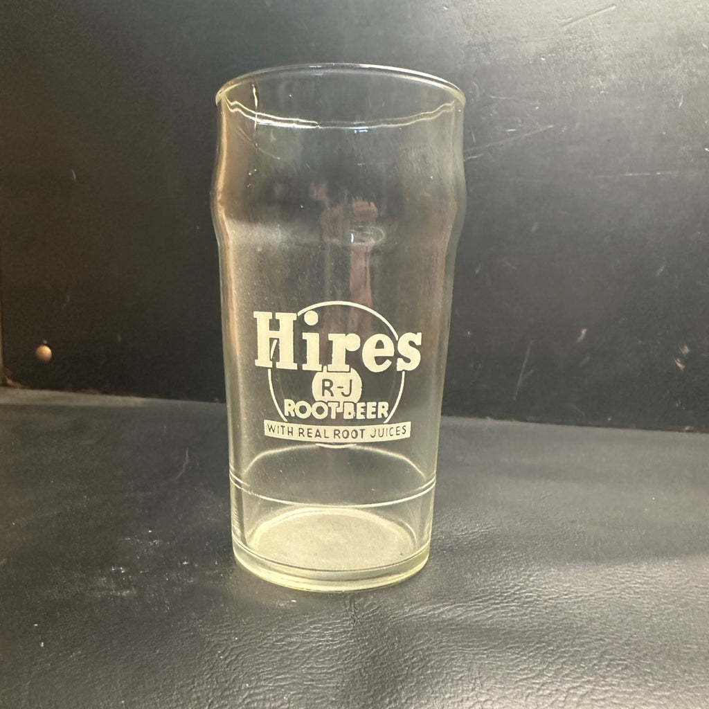 Vintage Hires Root Beer Syrup Line White ACL  Soda Fountain Glass