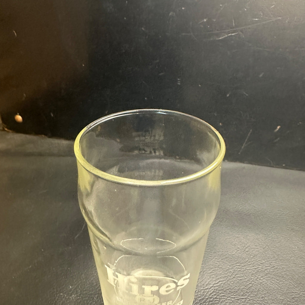 Vintage Hires Root Beer Syrup Line White ACL  Soda Fountain Glass