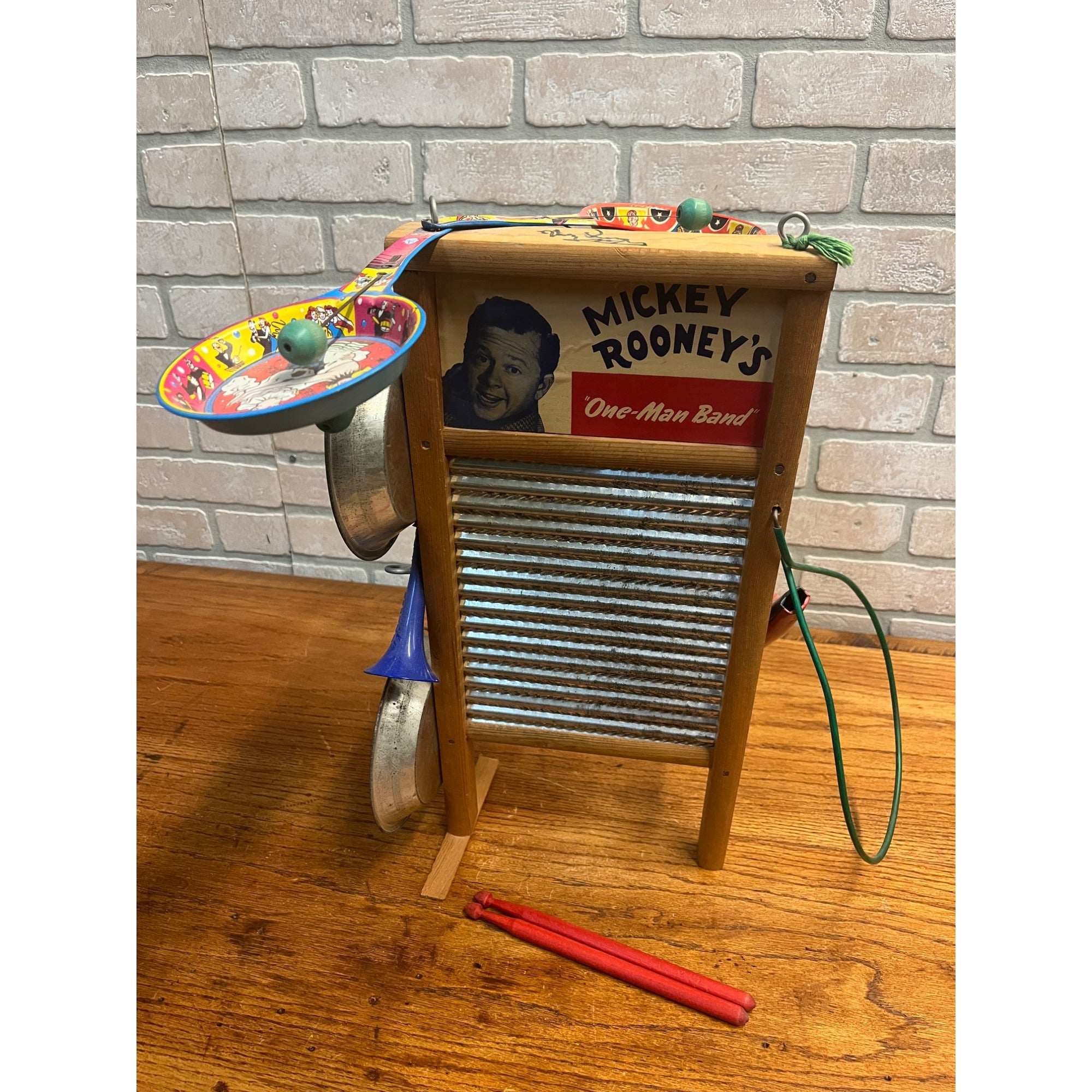Vintage 1940s Mickey Rooney One Man Band Toy SIGNED Instrument