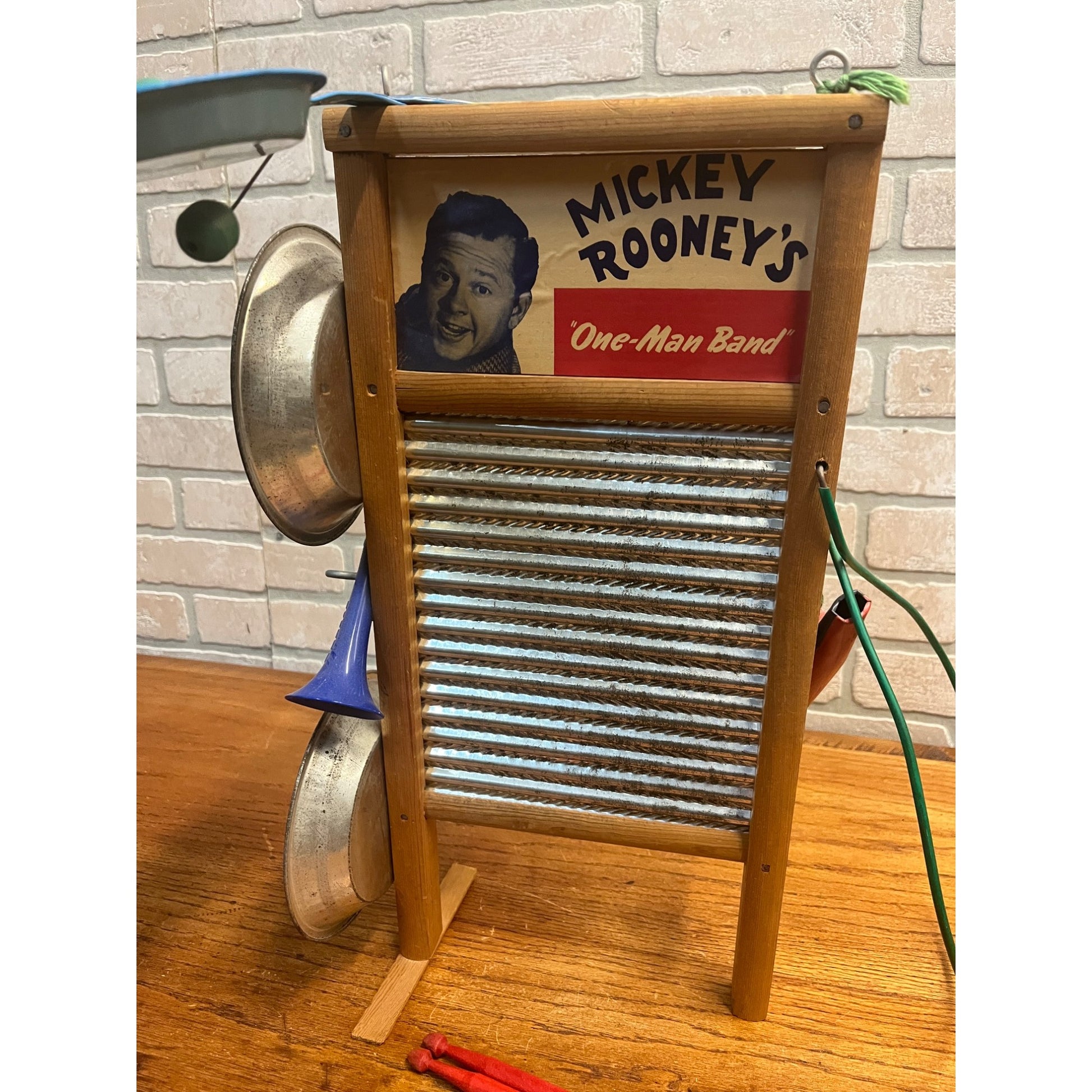 Vintage 1940s Mickey Rooney One Man Band Toy SIGNED Instrument