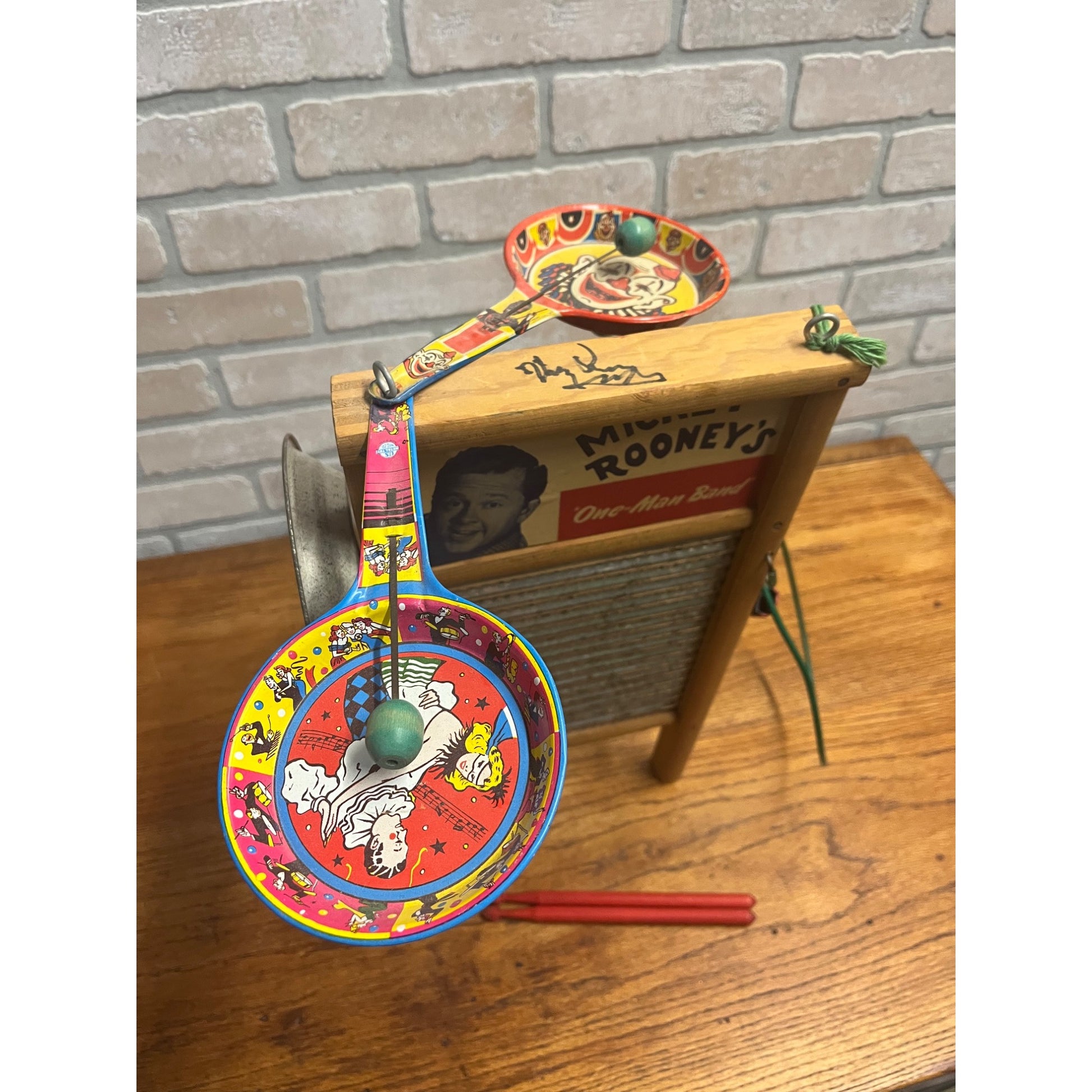 Vintage 1940s Mickey Rooney One Man Band Toy SIGNED Instrument