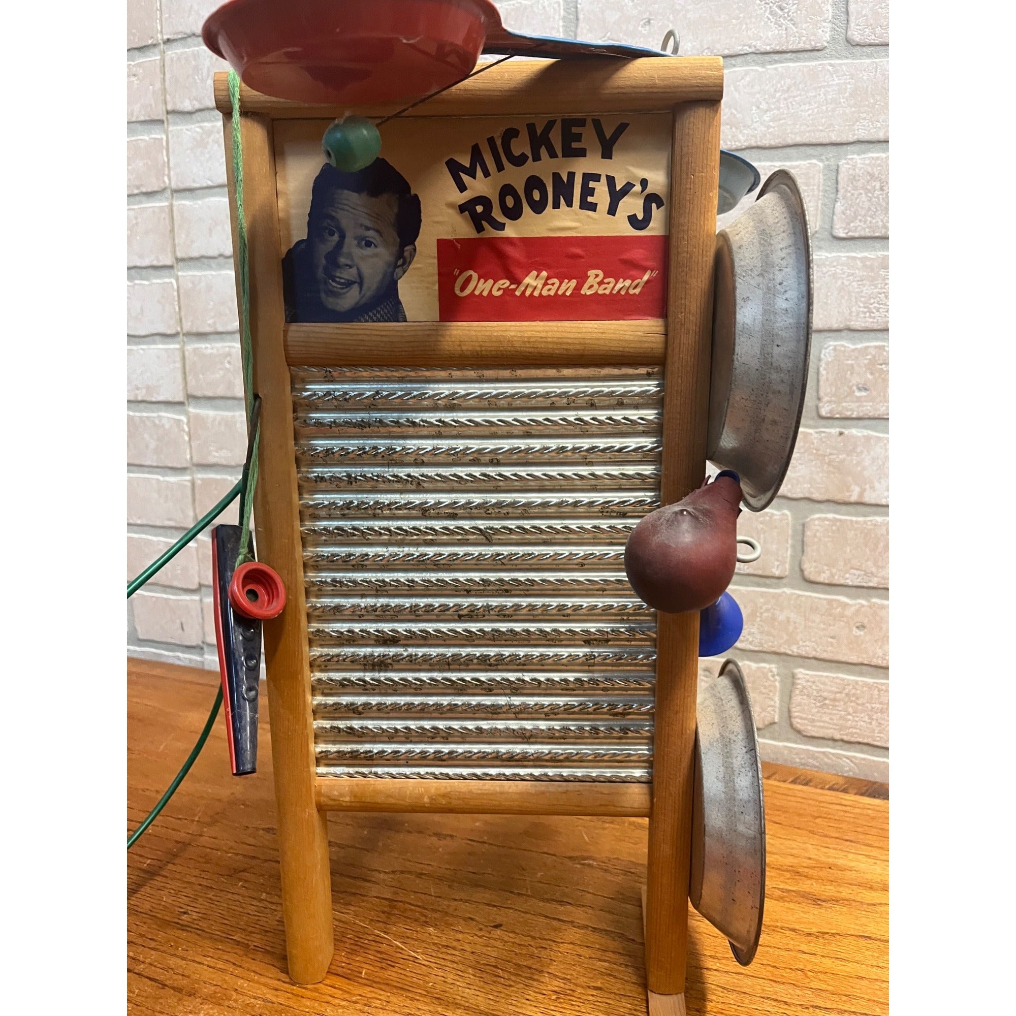 Vintage 1940s Mickey Rooney One Man Band Toy SIGNED Instrument