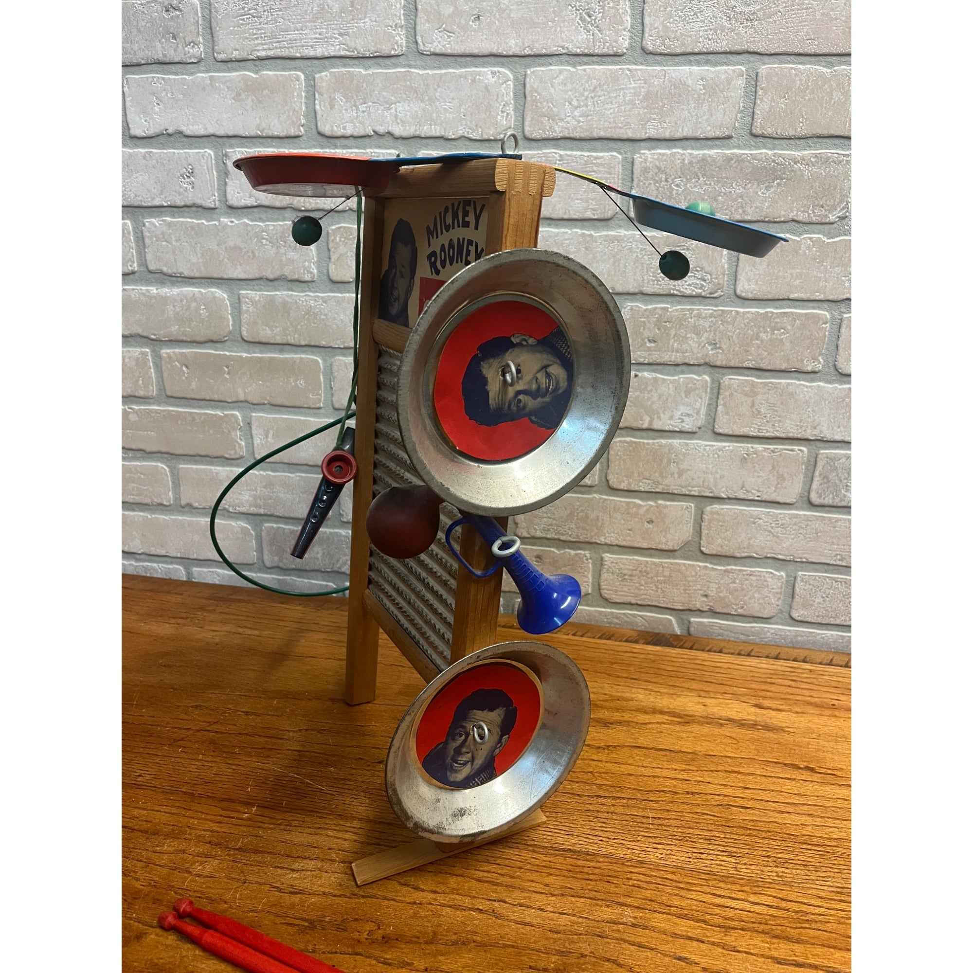 Vintage 1940s Mickey Rooney One Man Band Toy SIGNED Instrument
