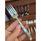 Vintage WM Rogers Silver Overlay Flatware Set "Wildwood" Pattern 48 Pieces in Wooden Presentation Storage Box Silverware