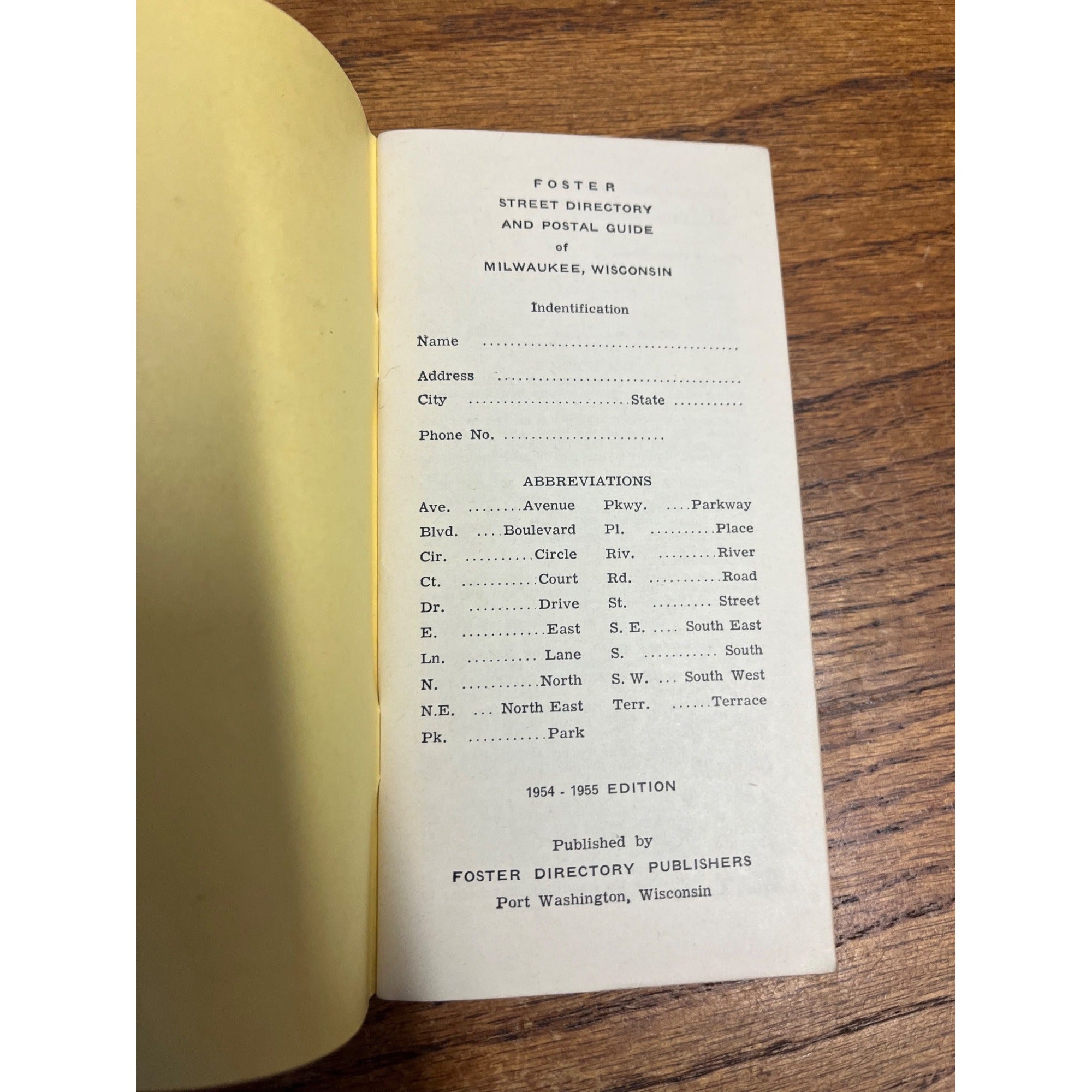 Vintage c1954 Milwaukee Directory Street Guide Booklet Travel Foster + Suburbs